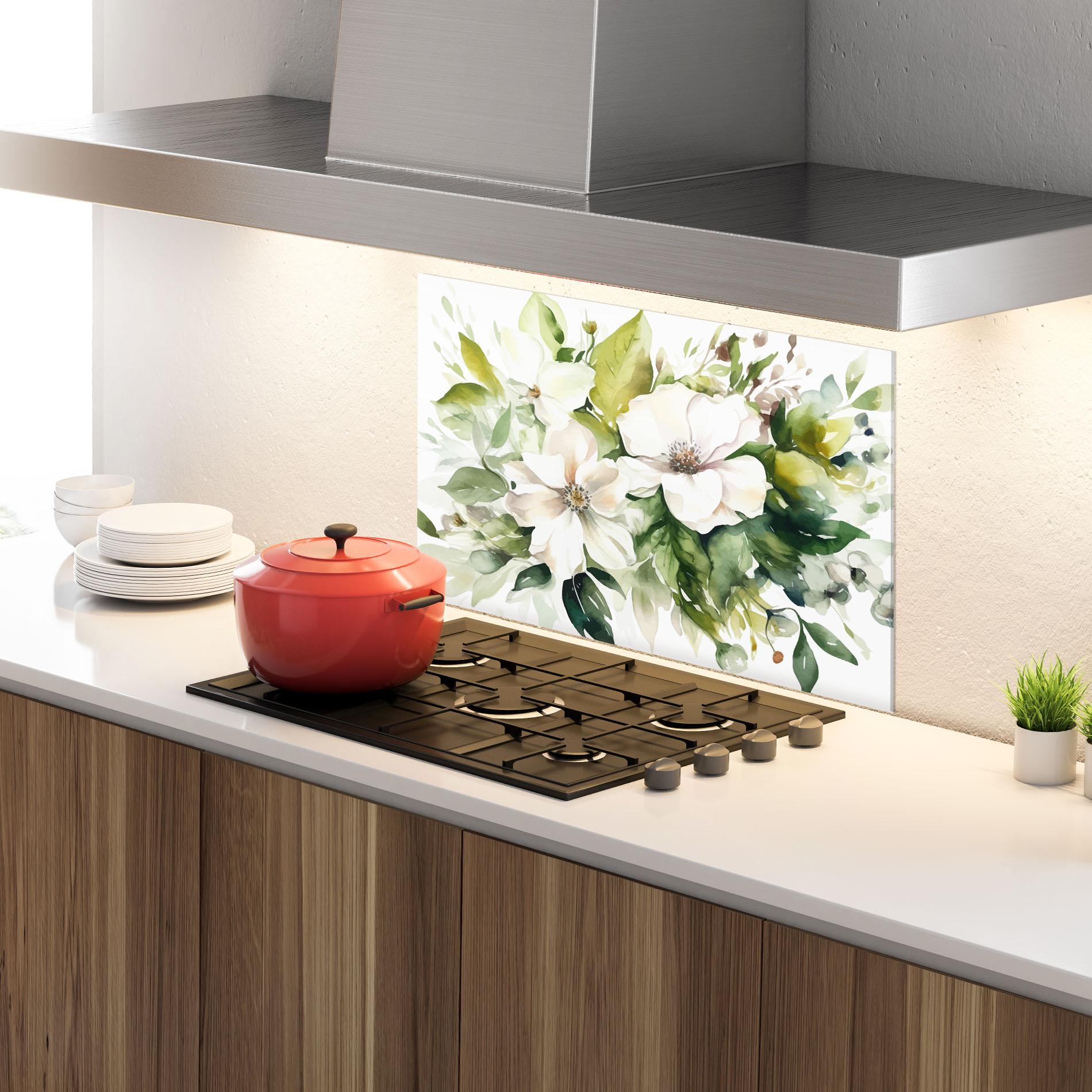 Konyhai üveg hátfal Opened Rose mockup 4
