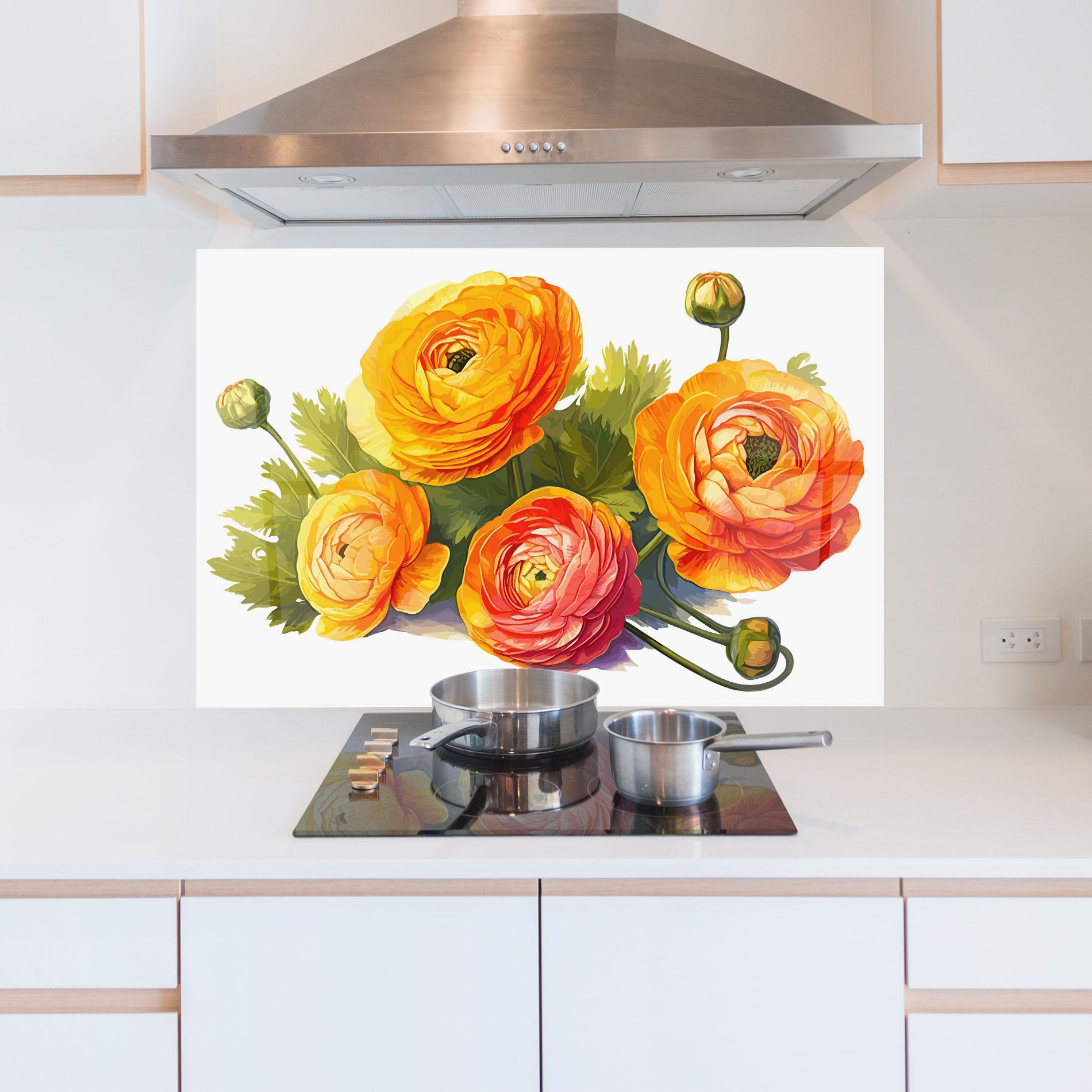 Konyhai üveg hátfal Orange Roses mockup 5