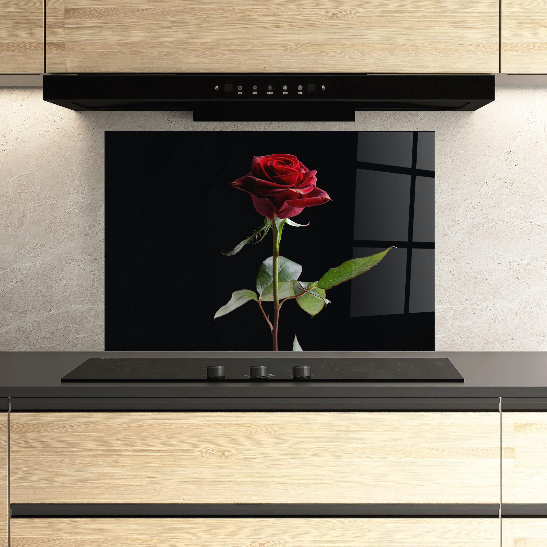 Konyhai üveg hátfal Beautiful Red Rose mockup 3
