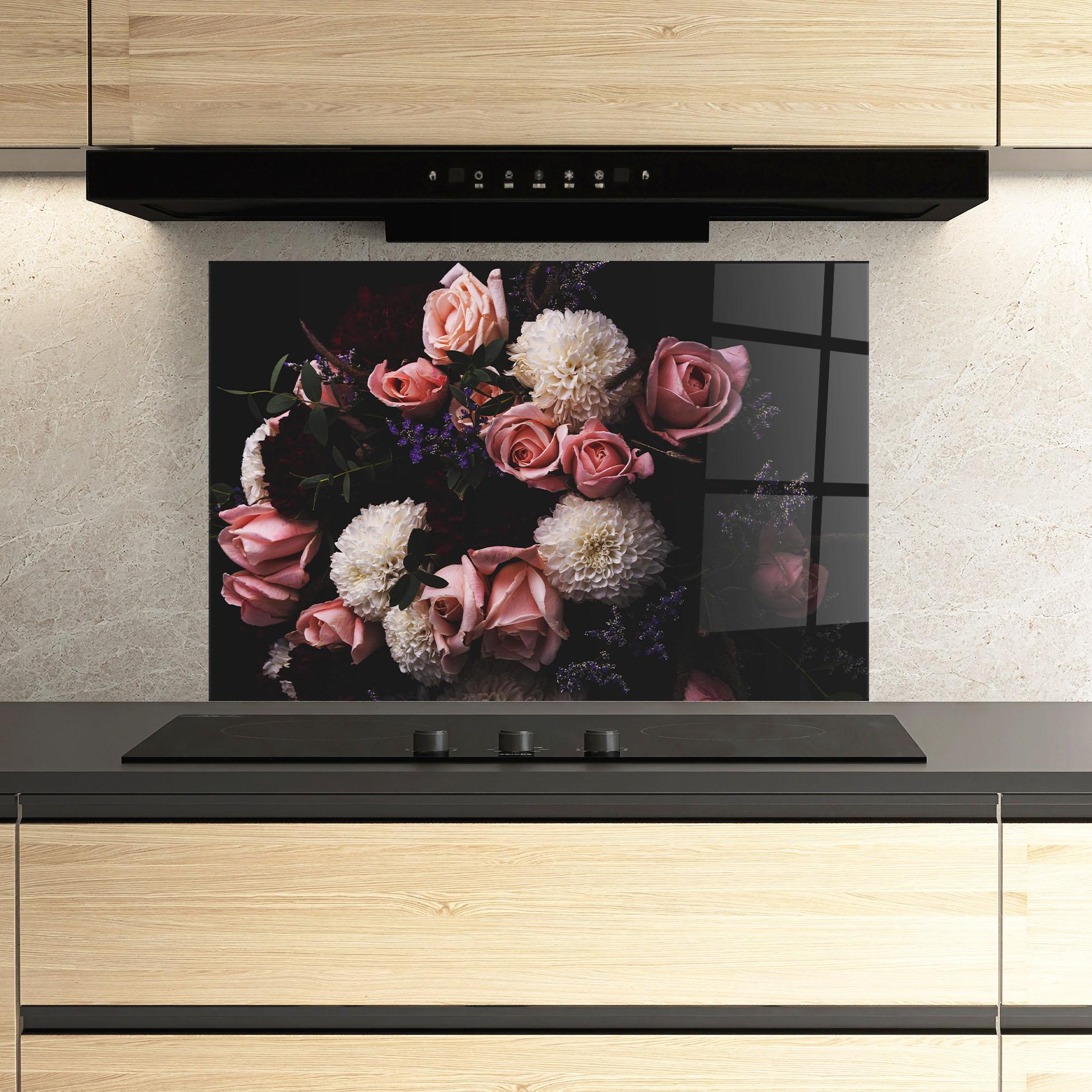 Konyhai üveg hátfal Buchet De Trandafiri mockup 3