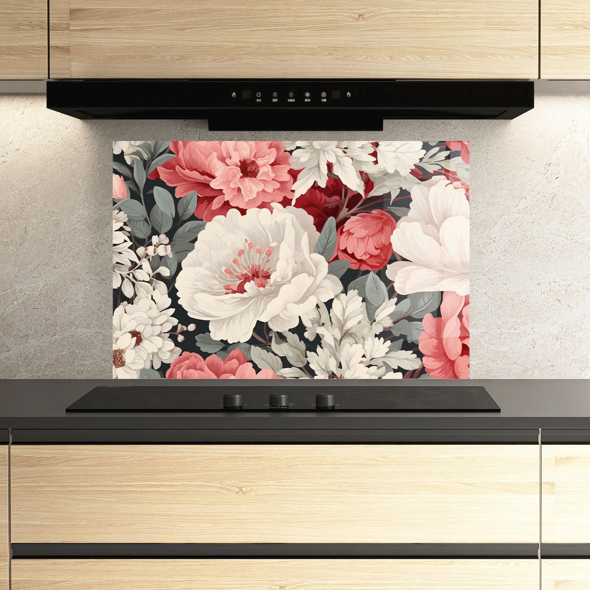 Konyhai üveg hátfal Cream Pink Rose mockup 3