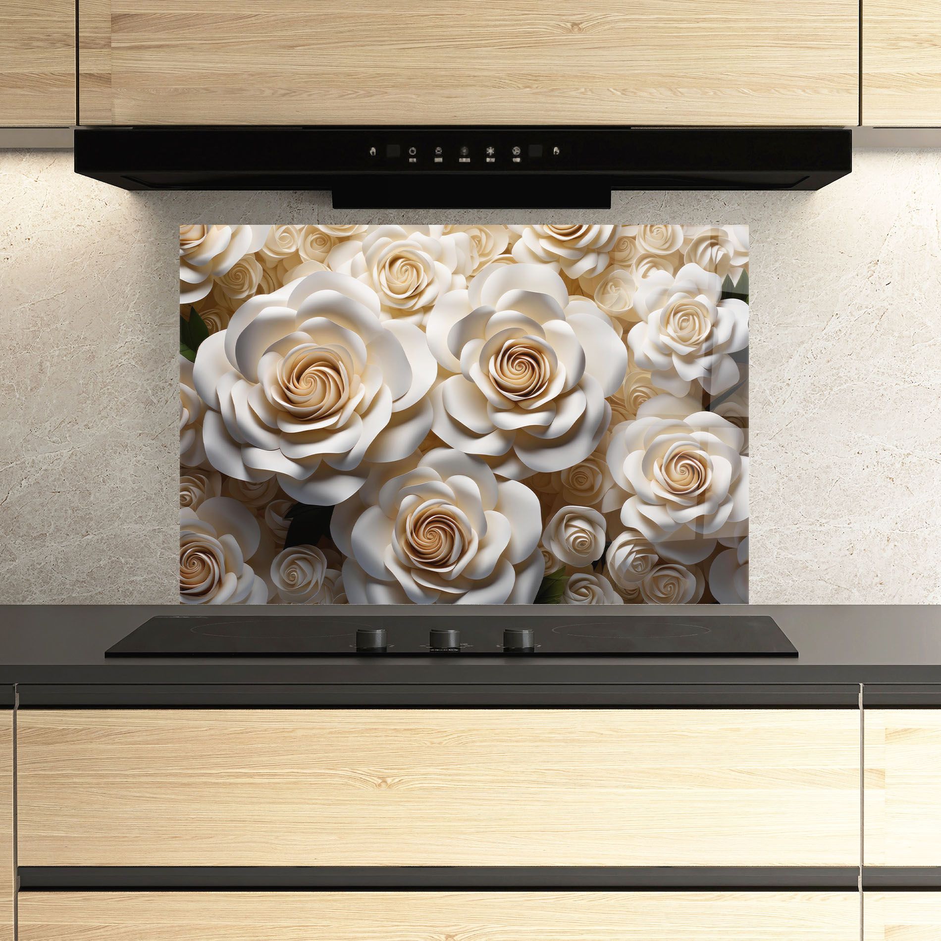 Cream Roses Wall mockup 3