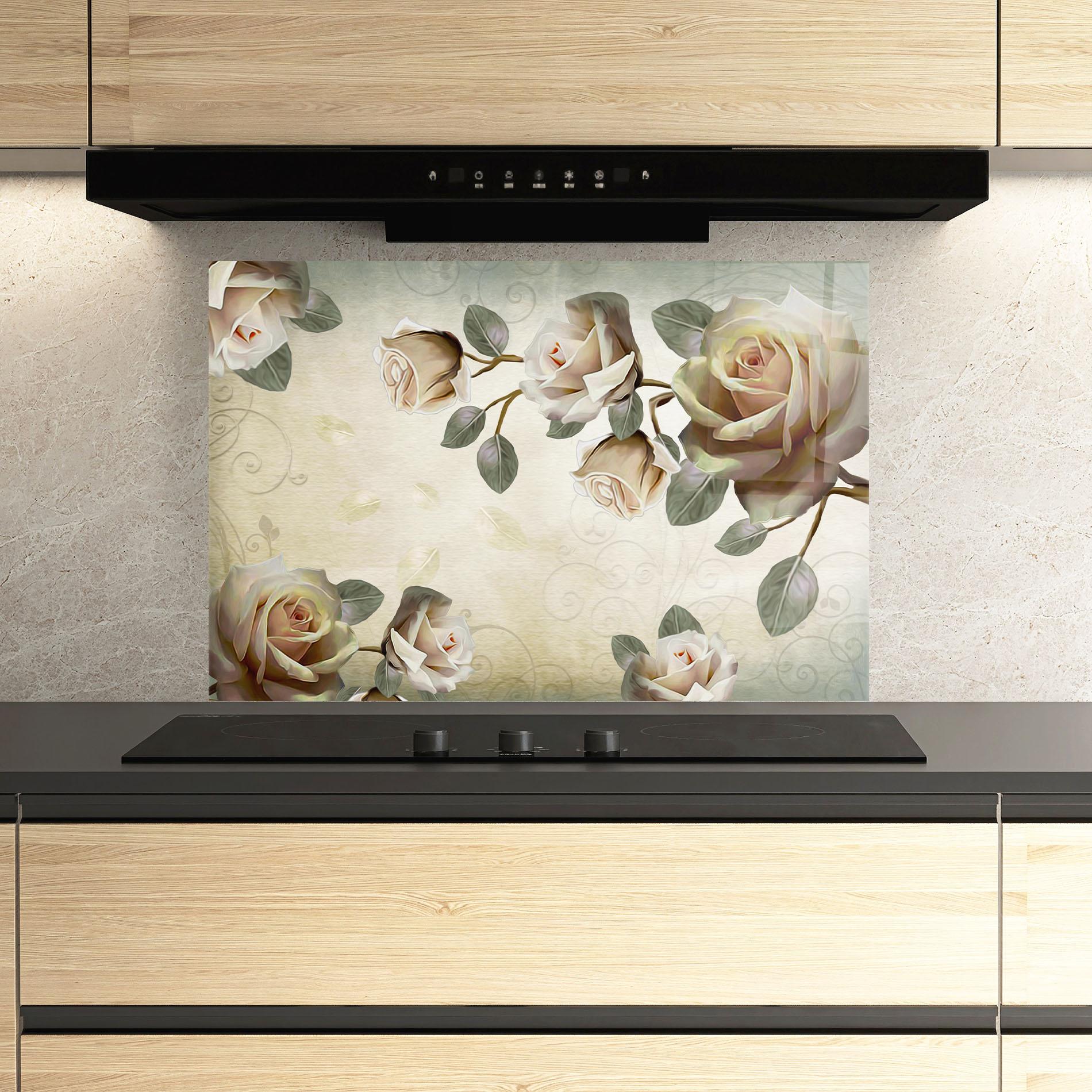 Konyhai üveg hátfal Fir De Trandafir mockup 3