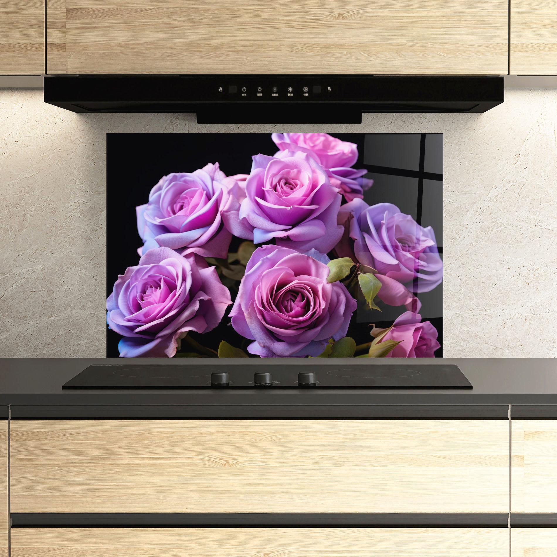 Konyhai üveg hátfal Light Purple Rose mockup 3