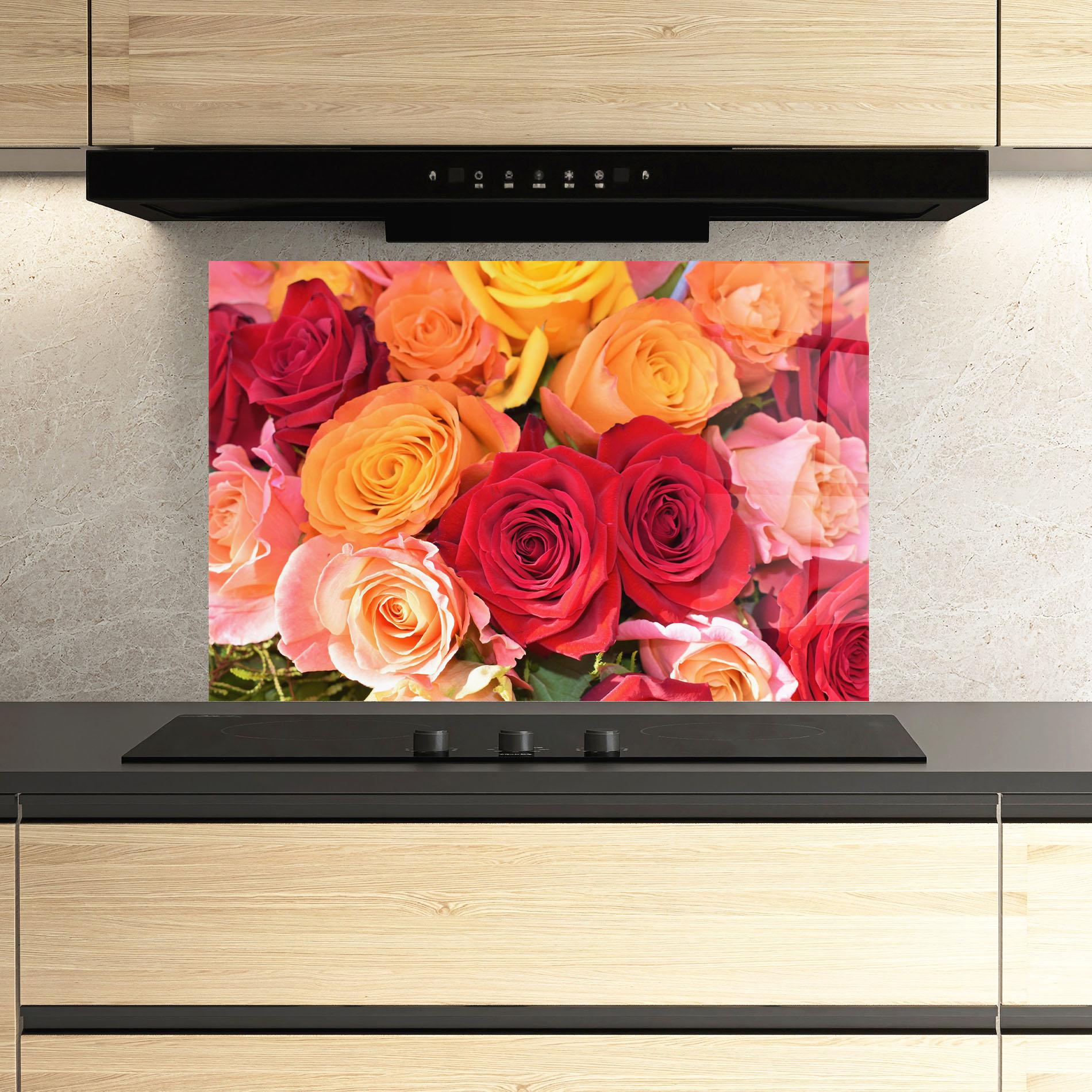 Konyhai üveg hátfal Mixed Roses mockup 3