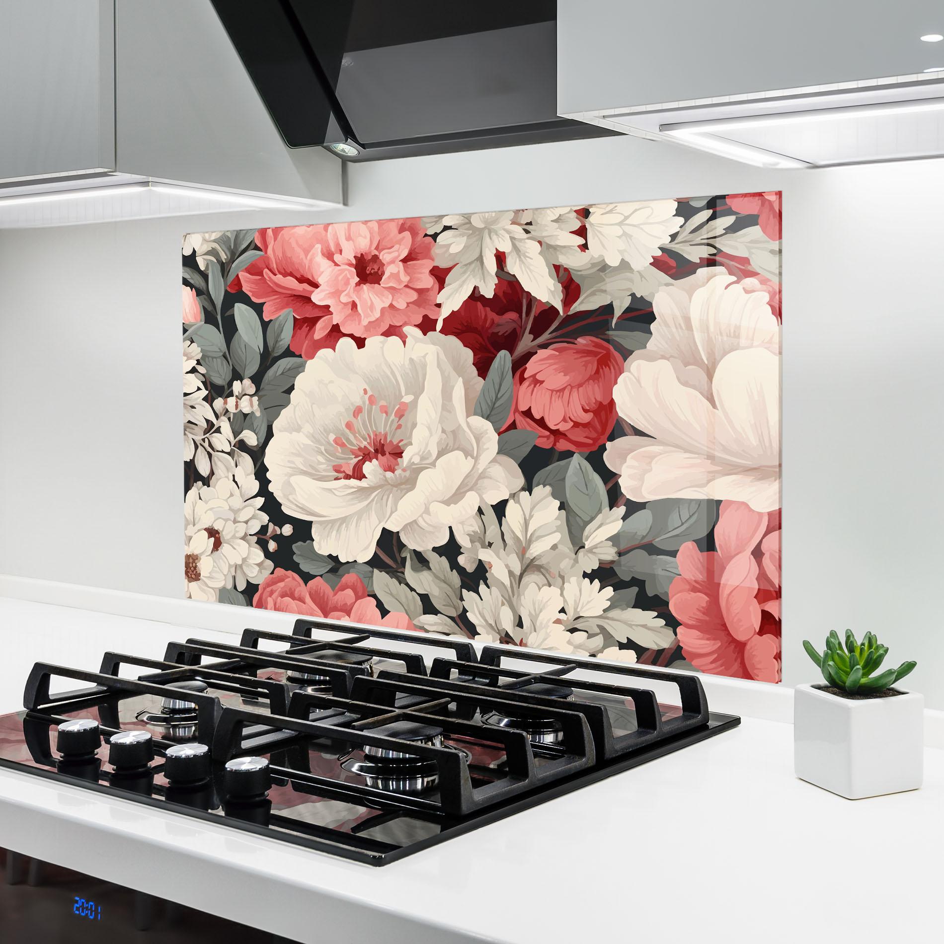 Konyhai üveg hátfal Cream Pink Rose mockup 6