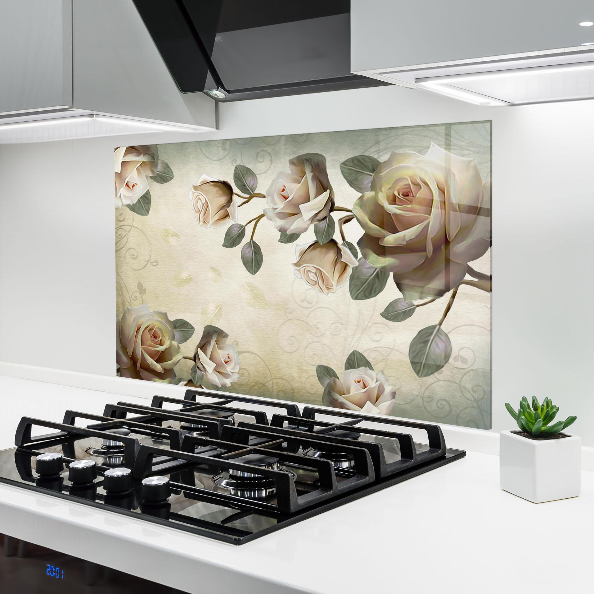 Konyhai üveg hátfal Fir De Trandafir mockup 6