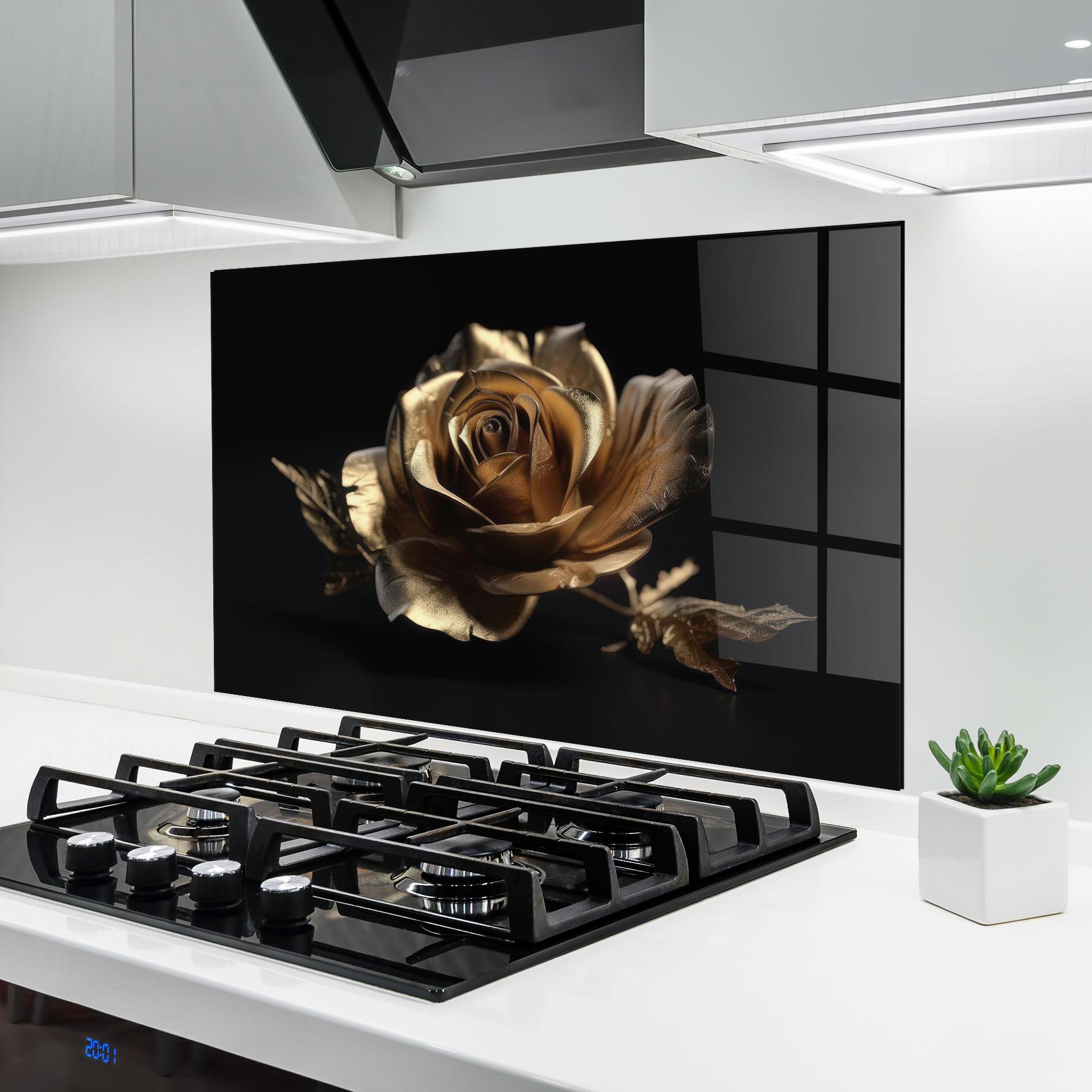 Konyhai üveg hátfal Gold Rose mockup 6