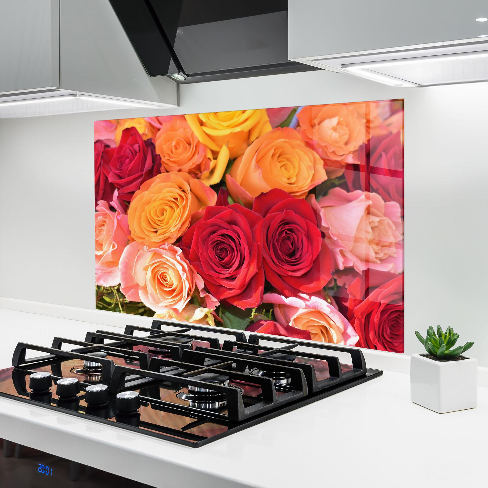 Konyhai üveg hátfal Mixed Roses mockup 6