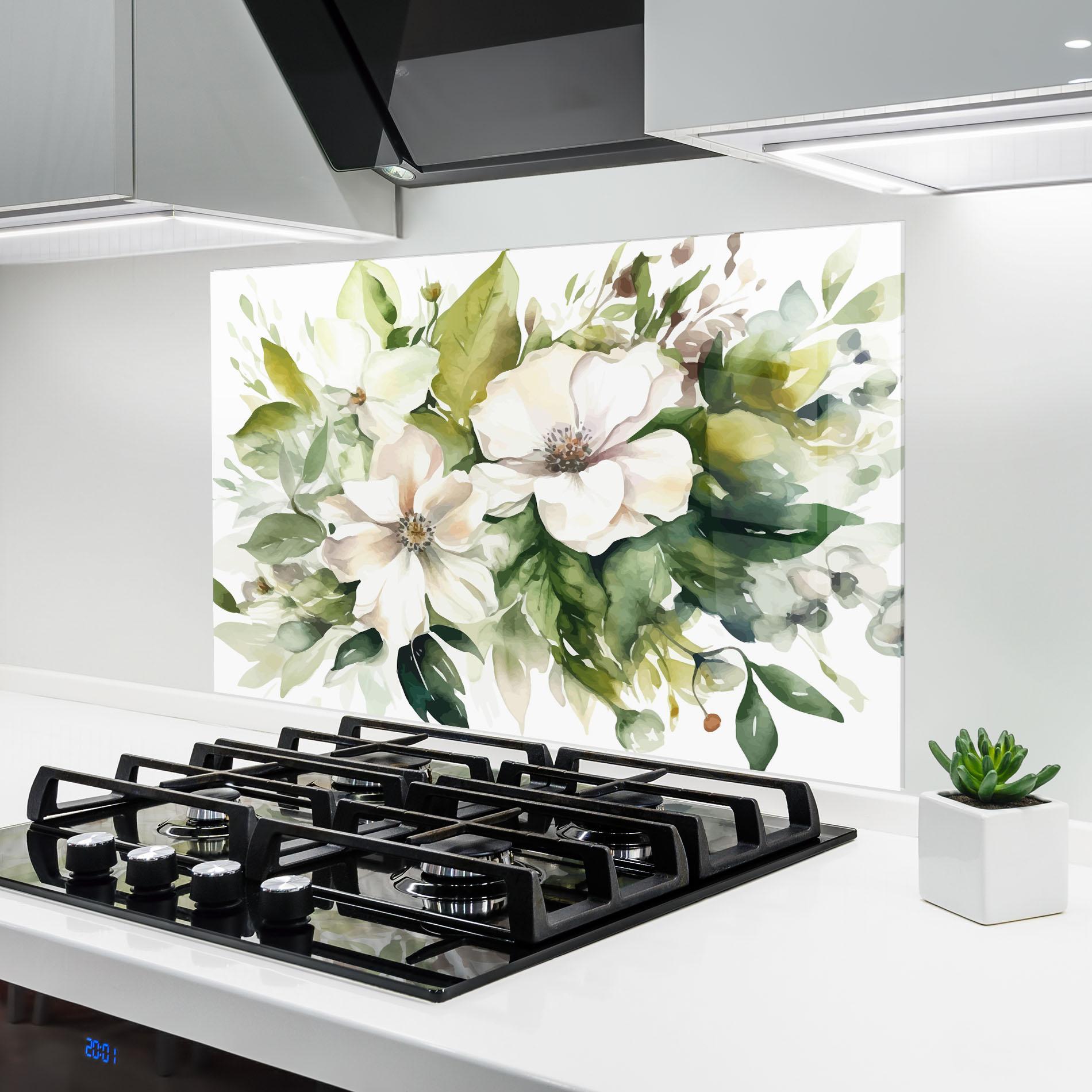 Konyhai üveg hátfal Opened Rose mockup 6