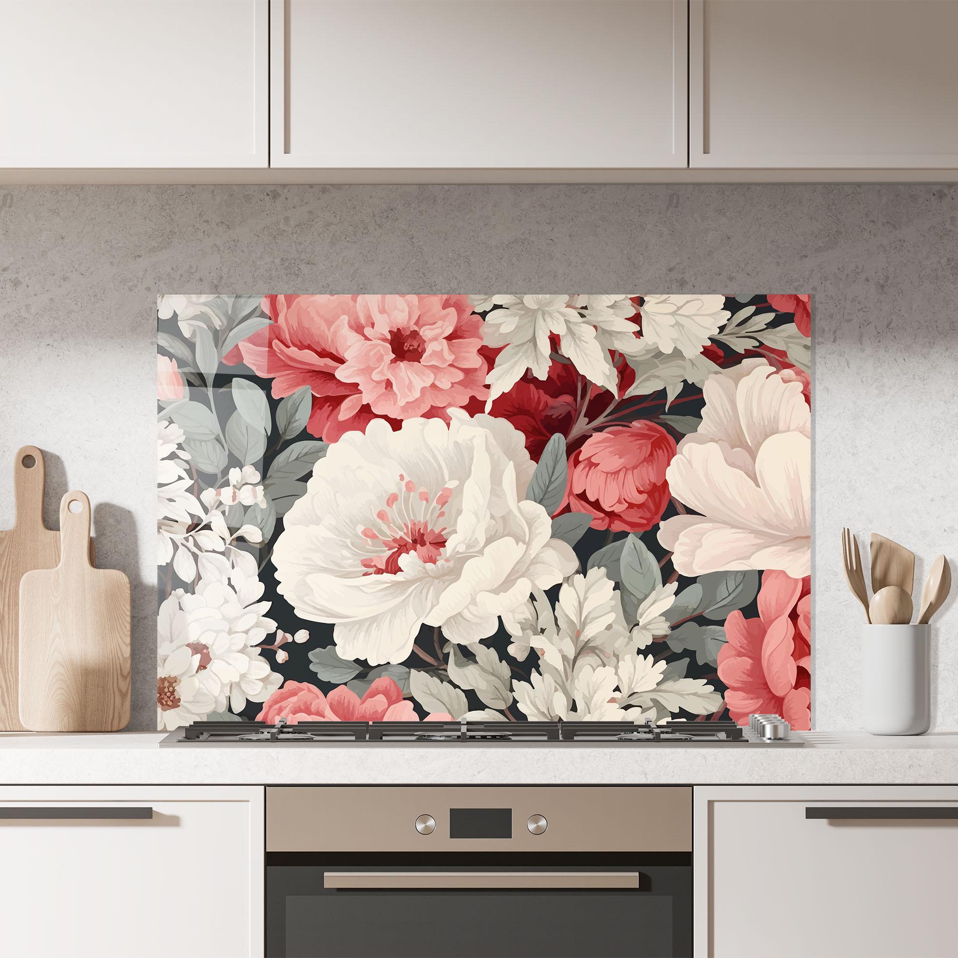 Konyhai üveg hátfal Cream Pink Rose mockup 7
