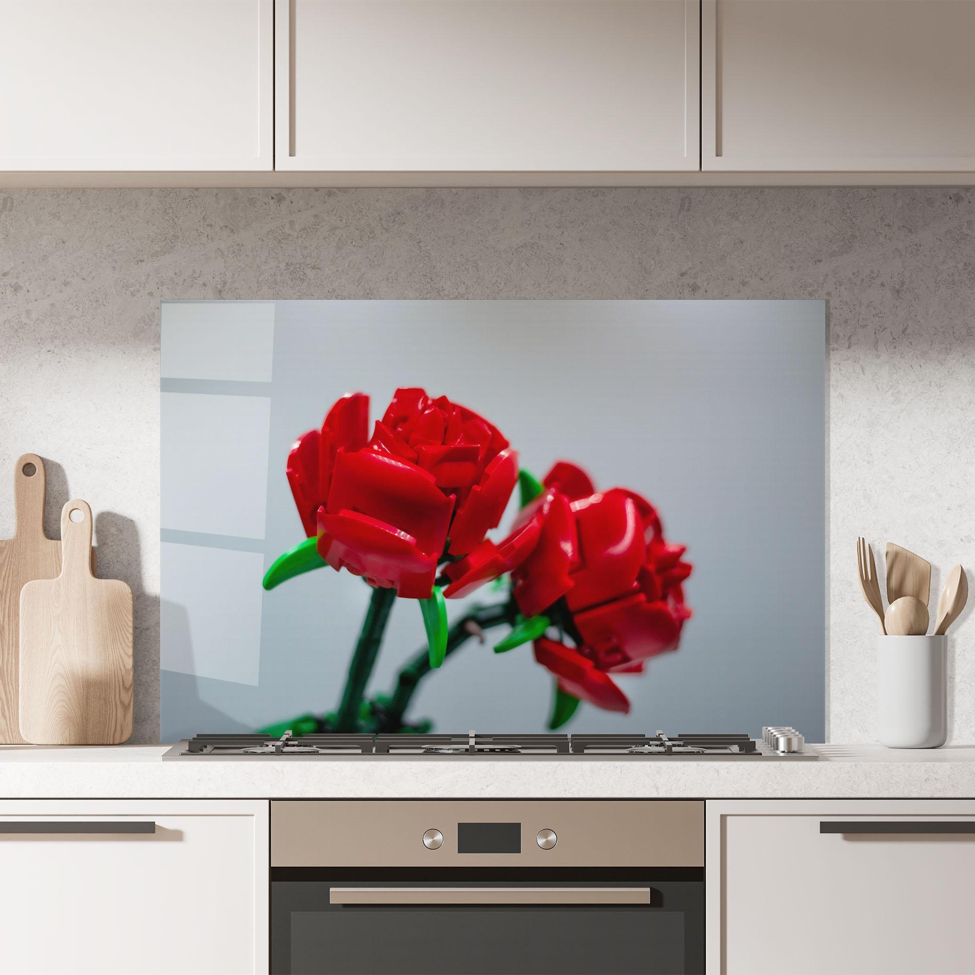 Konyhai üveg hátfal Lego Red Roses mockup 7