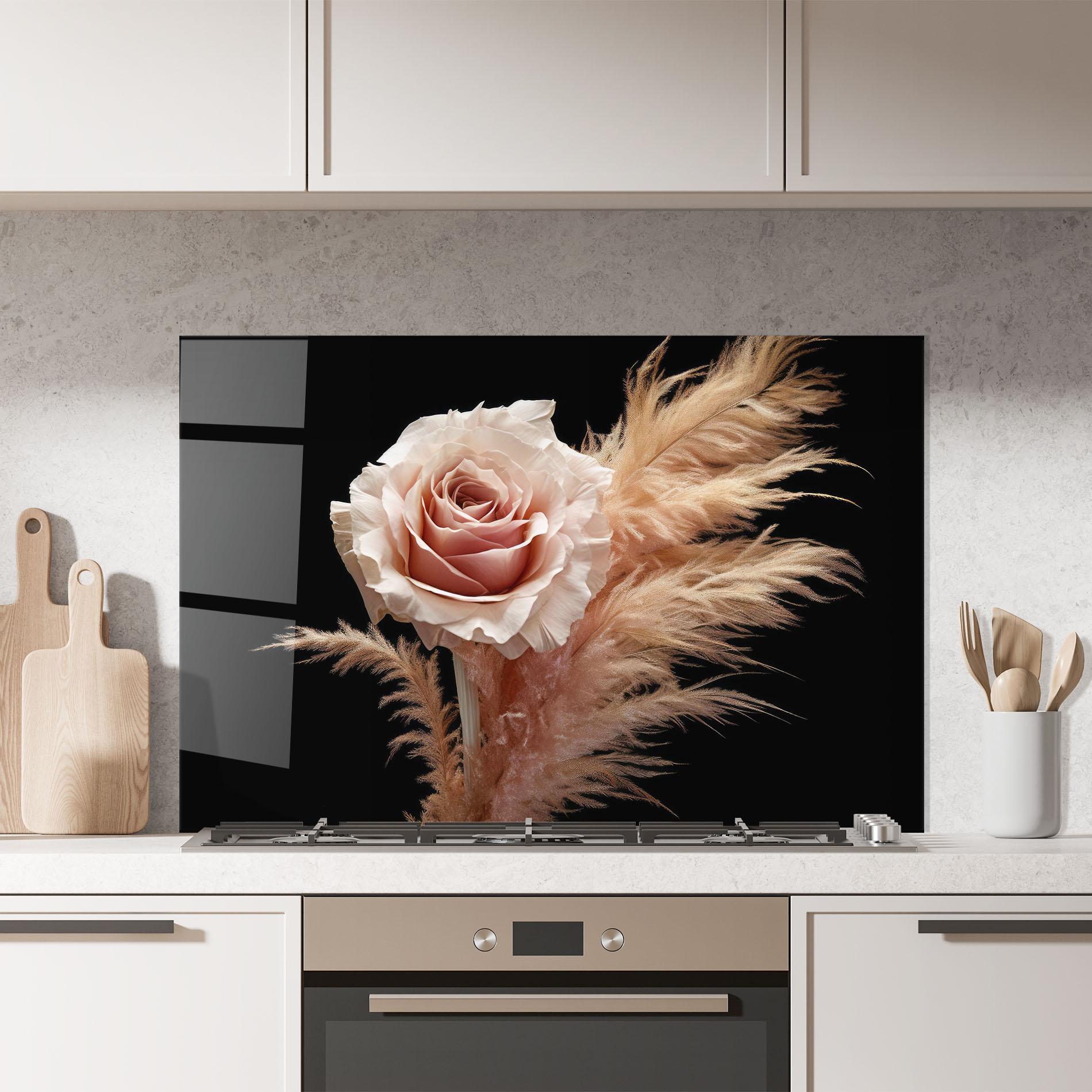 Konyhai üveg hátfal Light Pink Rose mockup 7