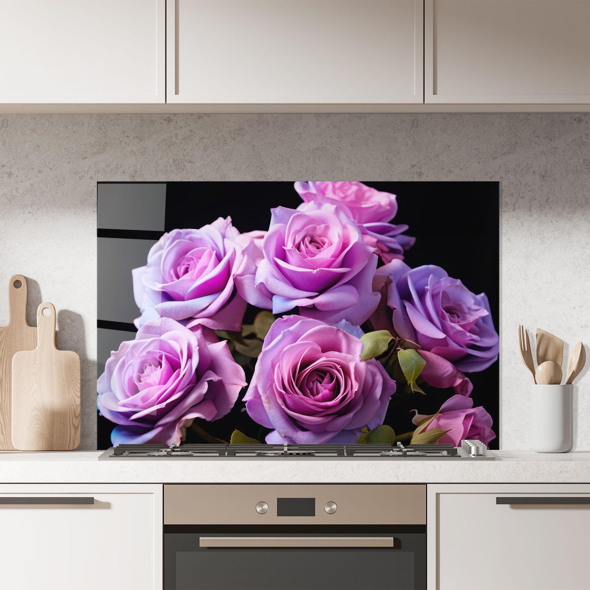 Konyhai üveg hátfal Light Purple Rose mockup 7