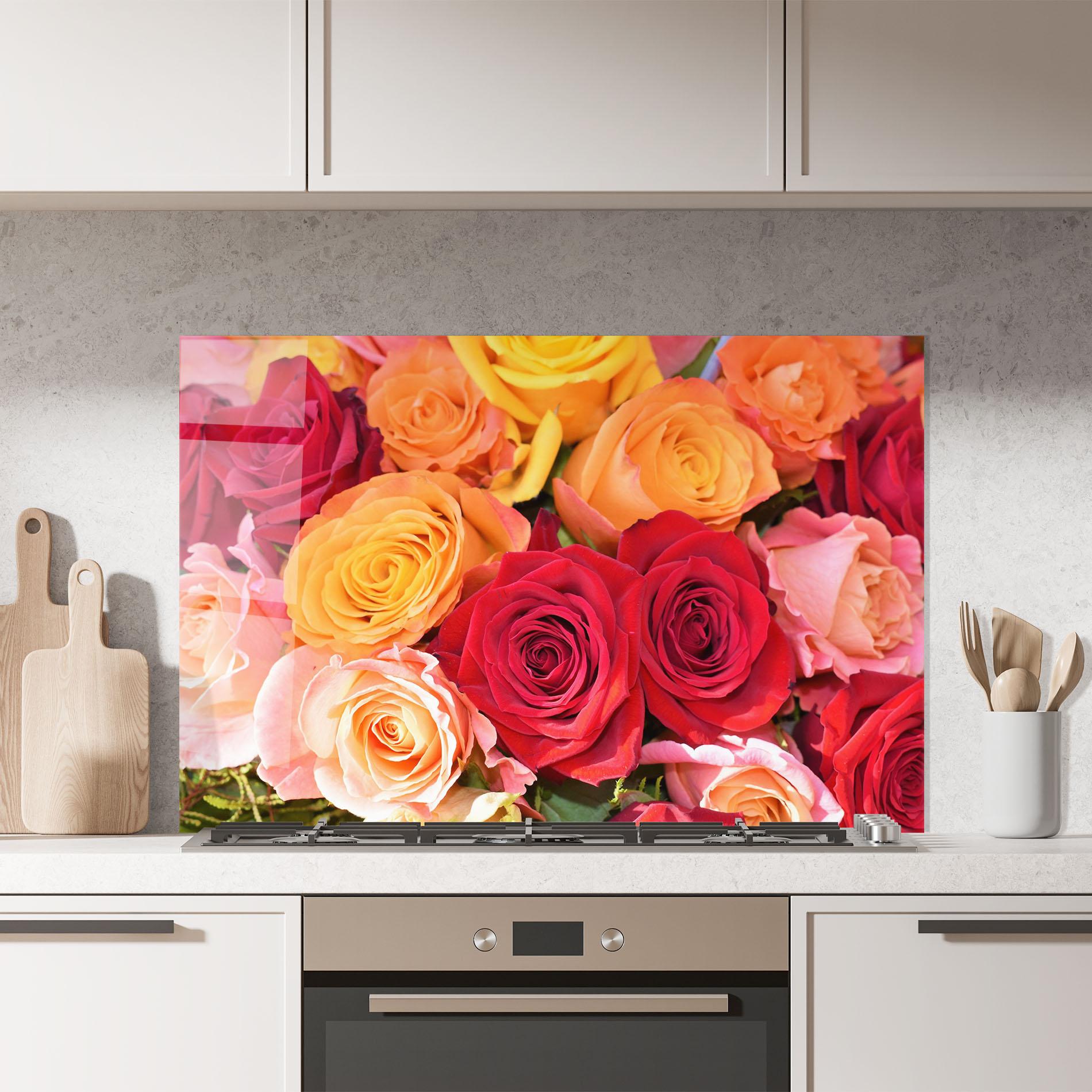 Konyhai üveg hátfal Mixed Roses mockup 7