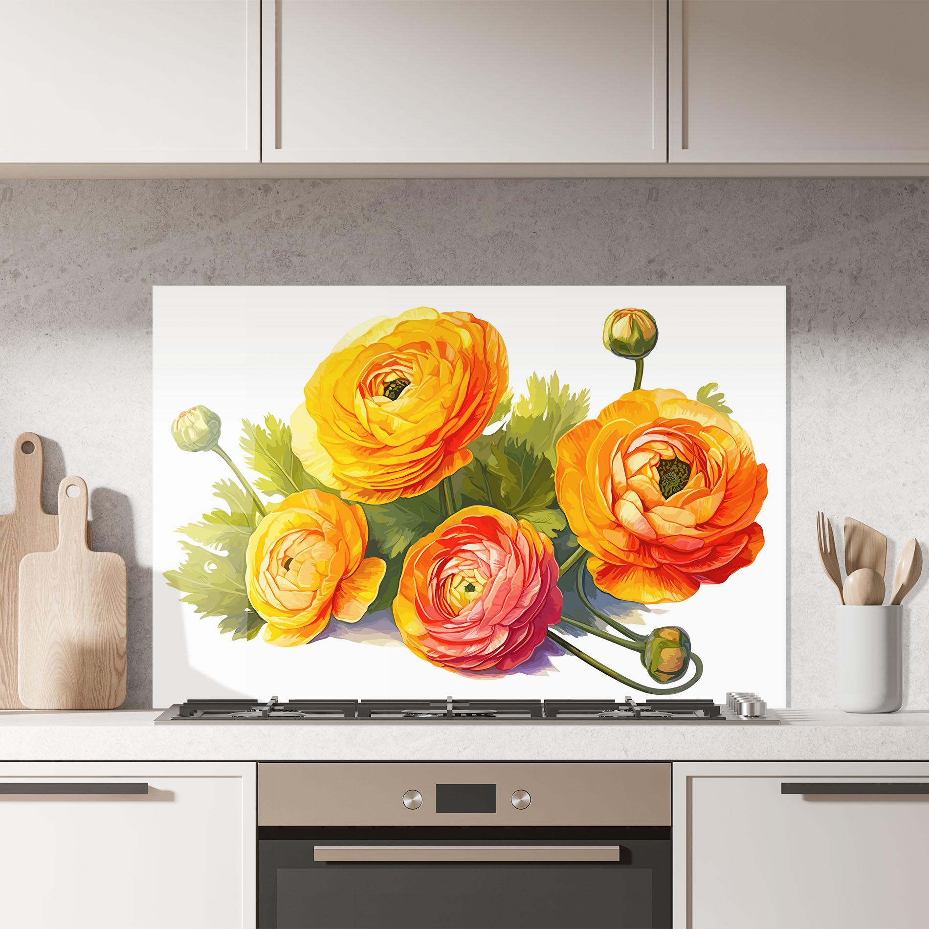 Konyhai üveg hátfal Orange Roses mockup 7