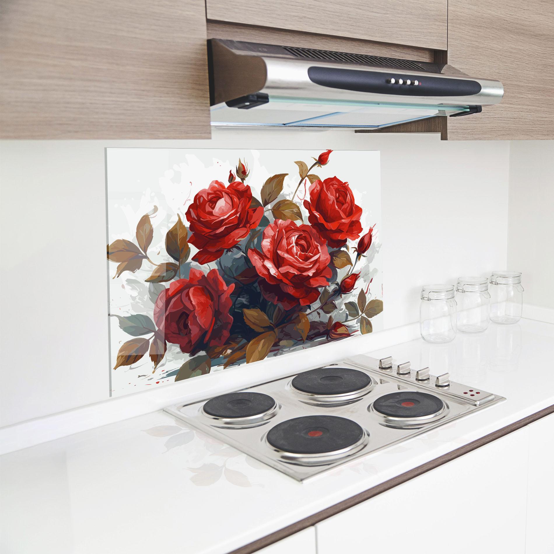 Konyhai üveg hátfal Beautiful Red Roses mockup 8