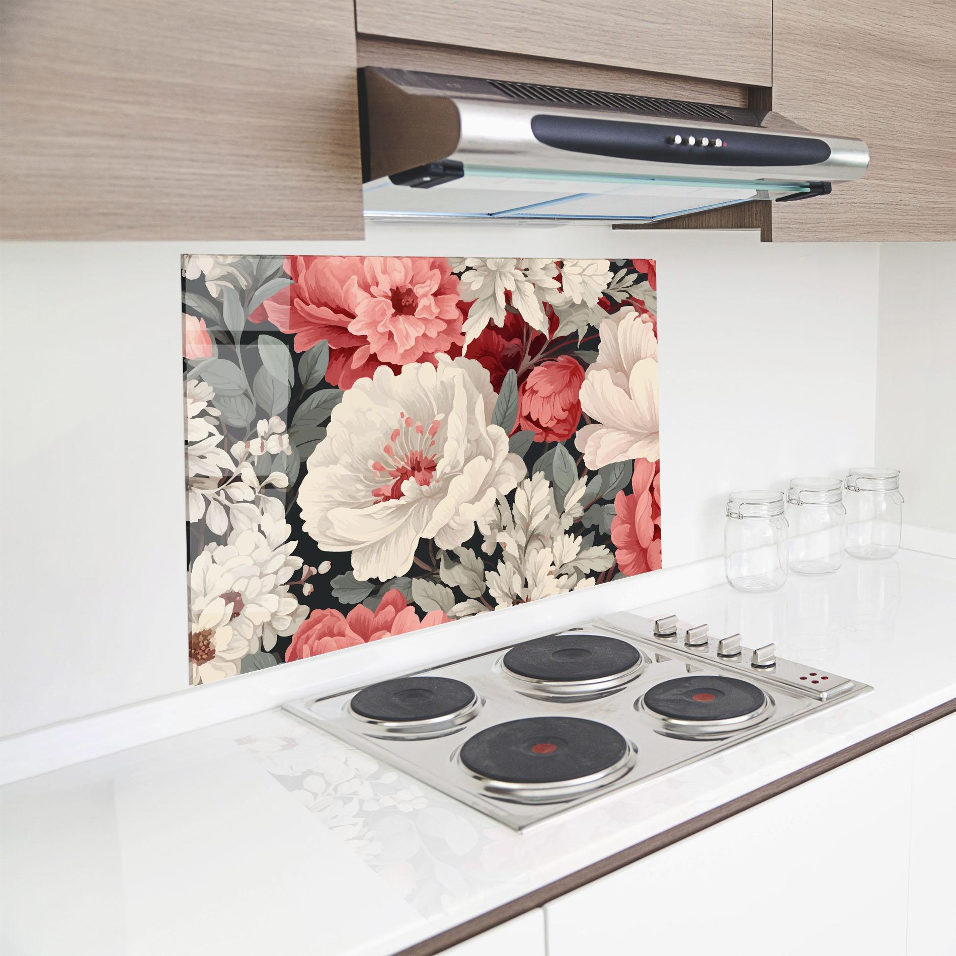 Konyhai üveg hátfal Cream Pink Rose mockup 8
