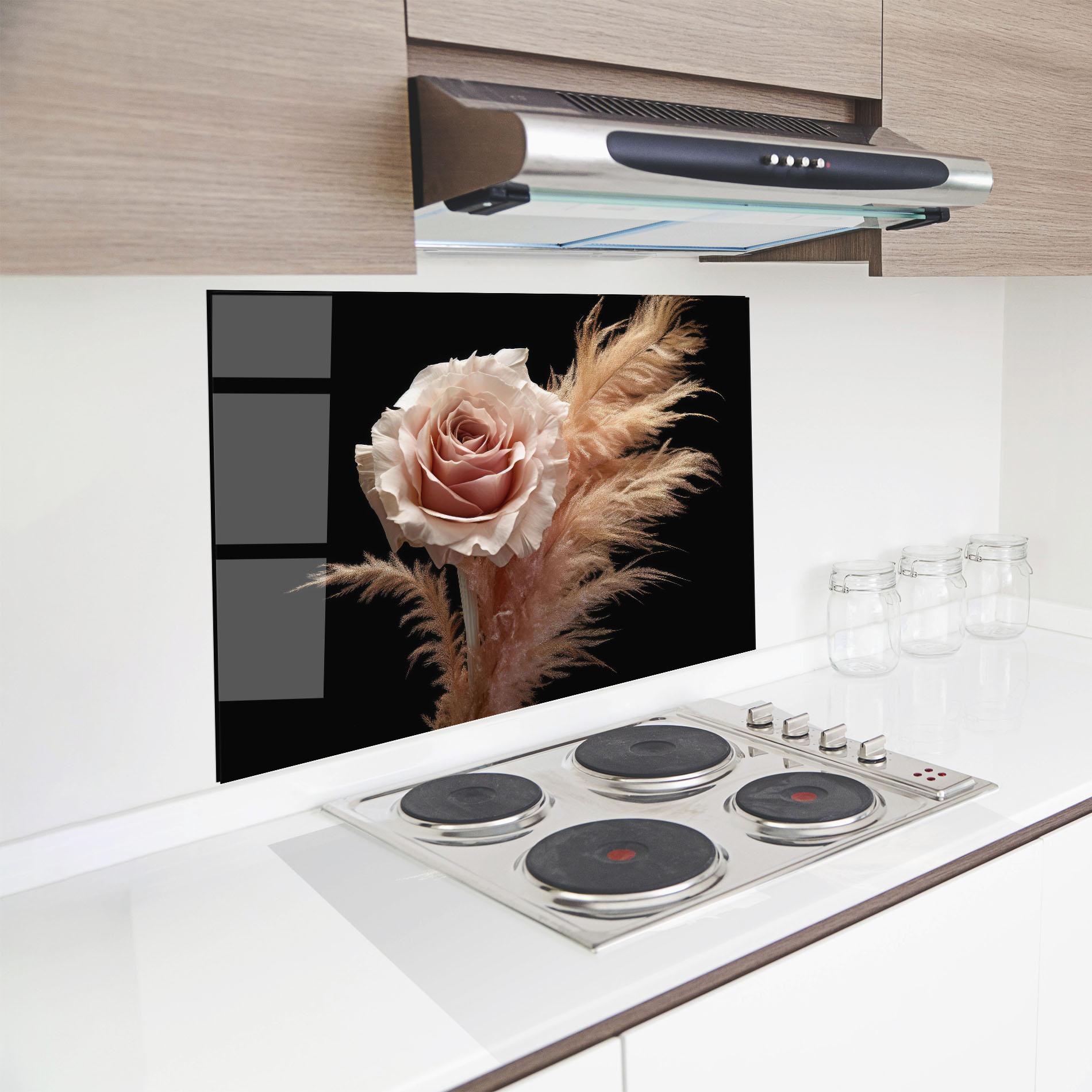 Konyhai üveg hátfal Light Pink Rose mockup 8