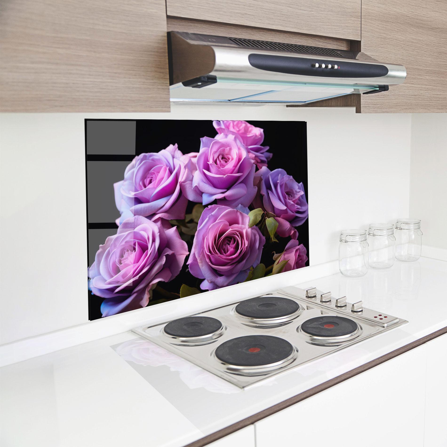 Konyhai üveg hátfal Light Purple Rose mockup 8
