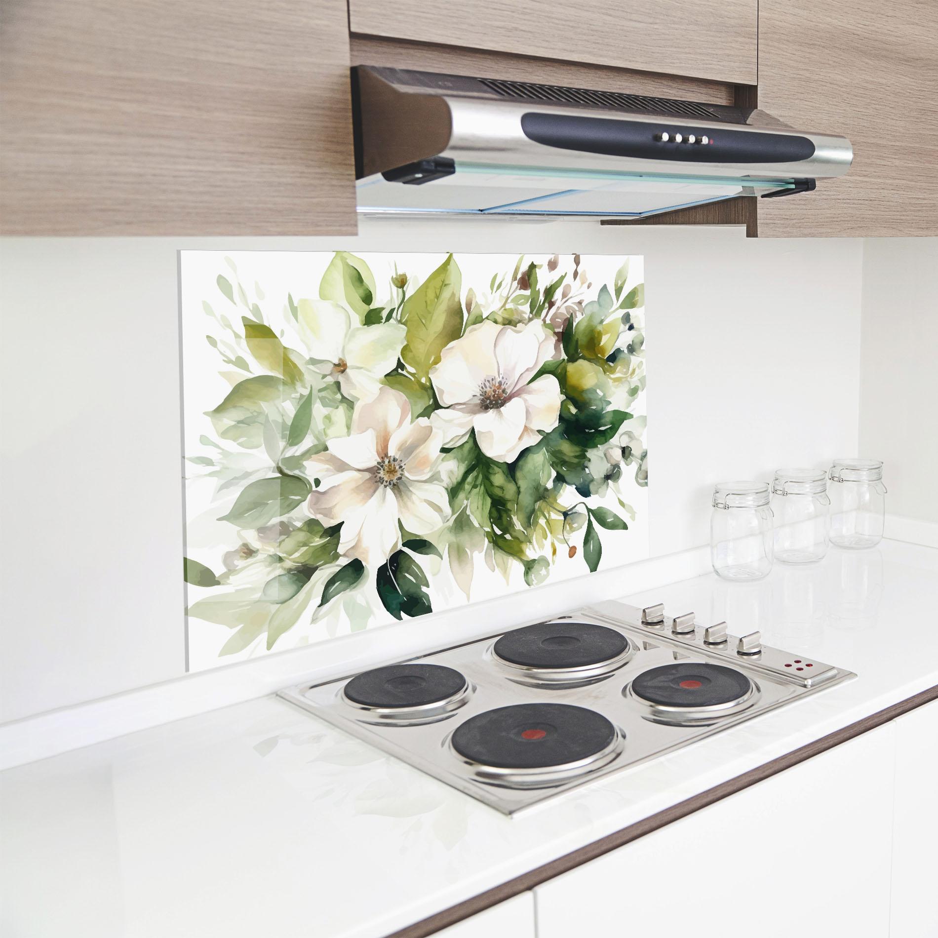 Konyhai üveg hátfal Opened Rose mockup 8