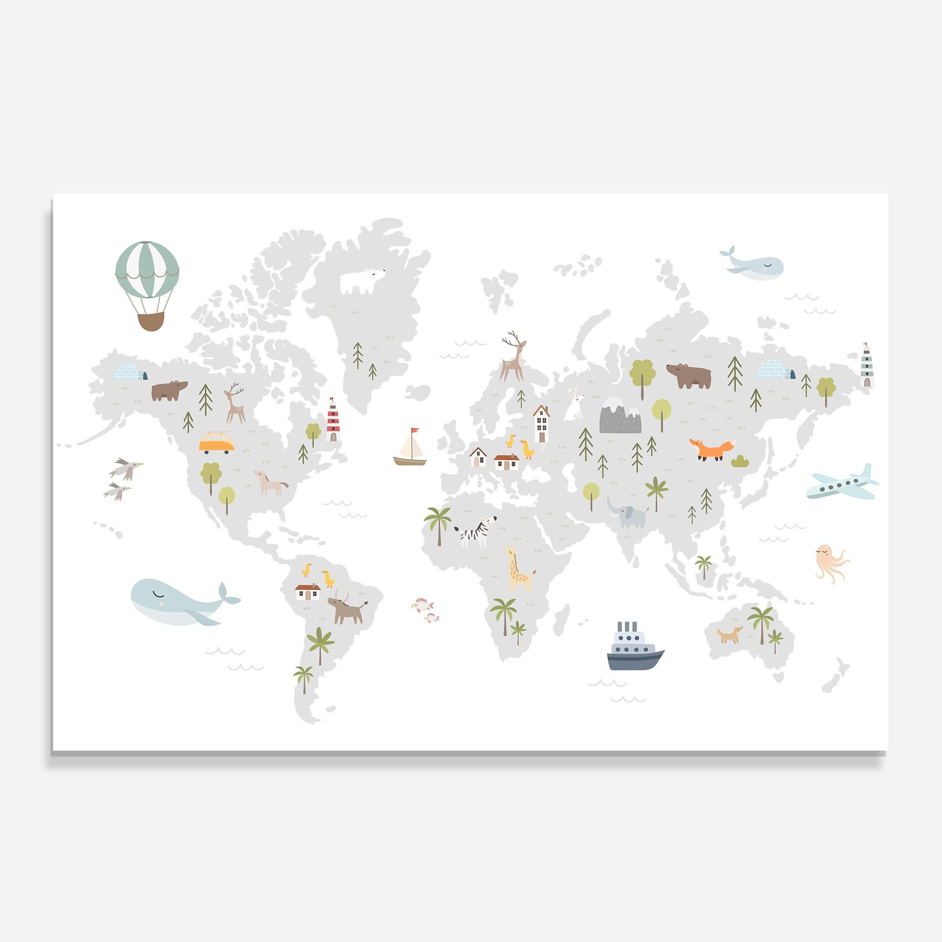 Konyhai üveg hátfal Pretty Grey Map mockup 0