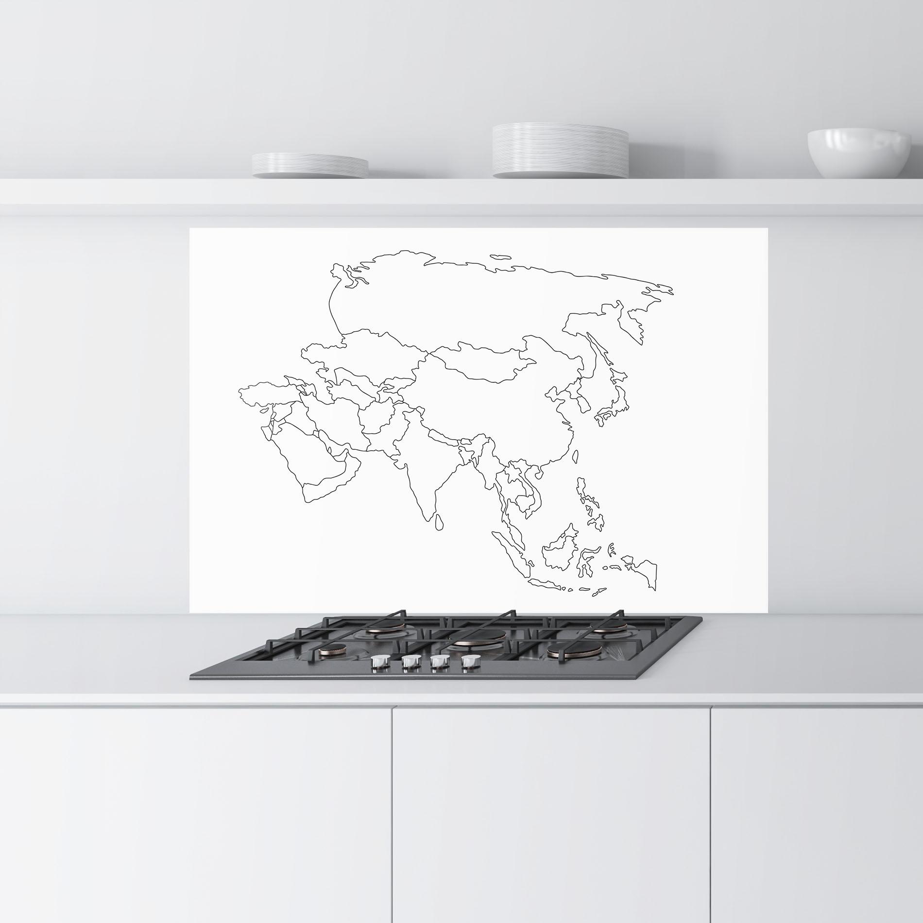 Konyhai üveg hátfal Asia Map Line mockup 9