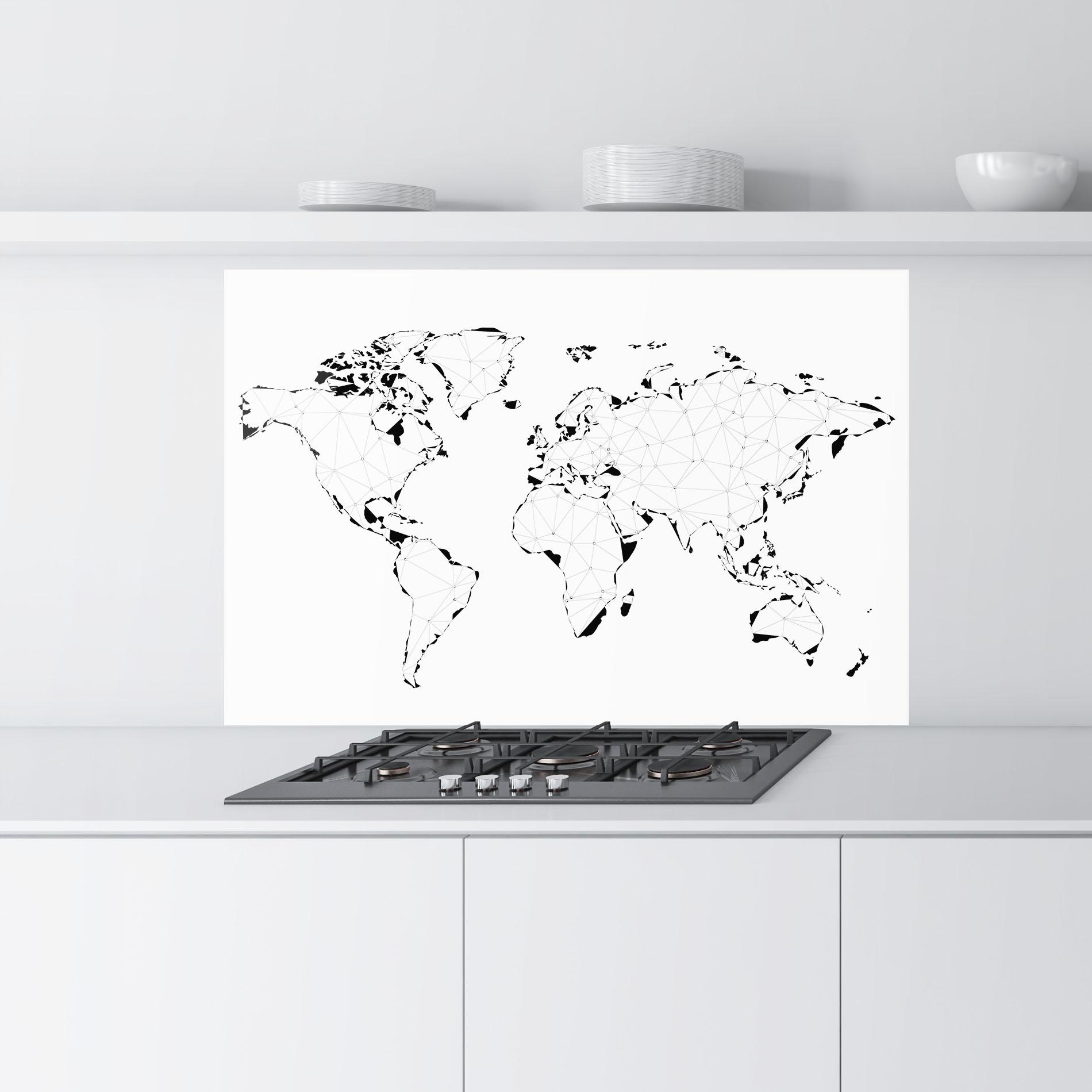 Konyhai üveg hátfal Black Line Map mockup 9