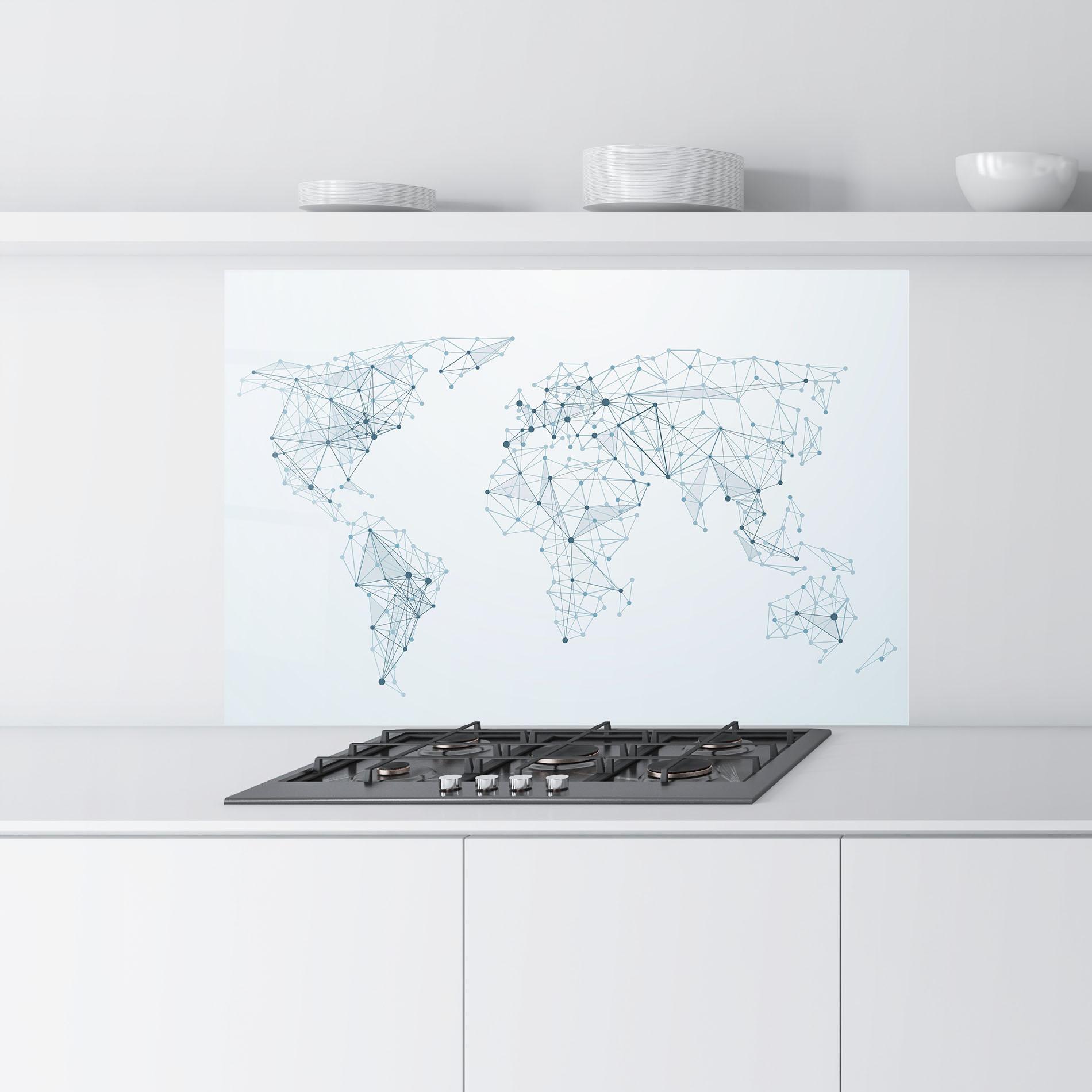 Konyhai üveg hátfal Blue Line Map mockup 9