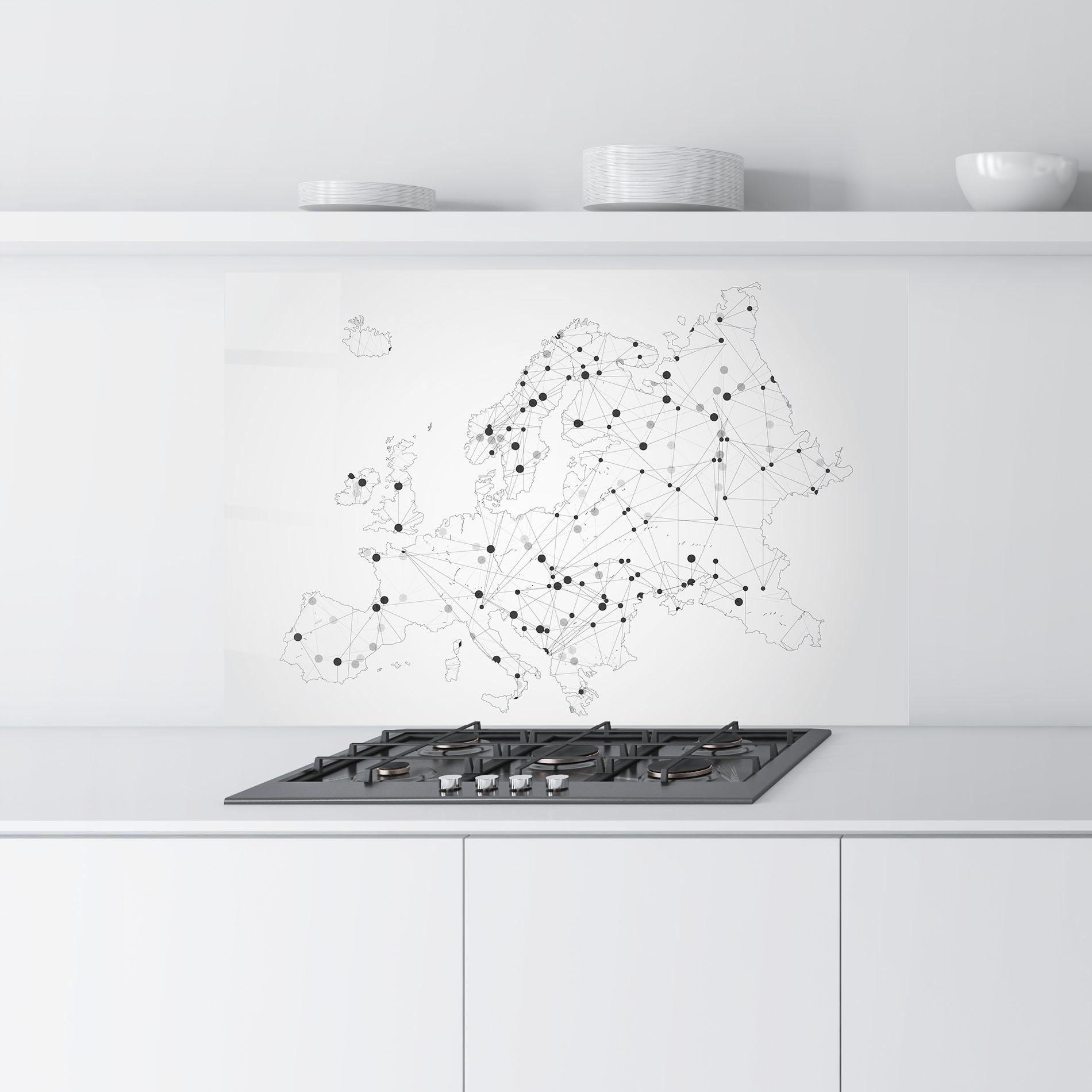 Konyhai üveg hátfal Europe Line Map mockup 9