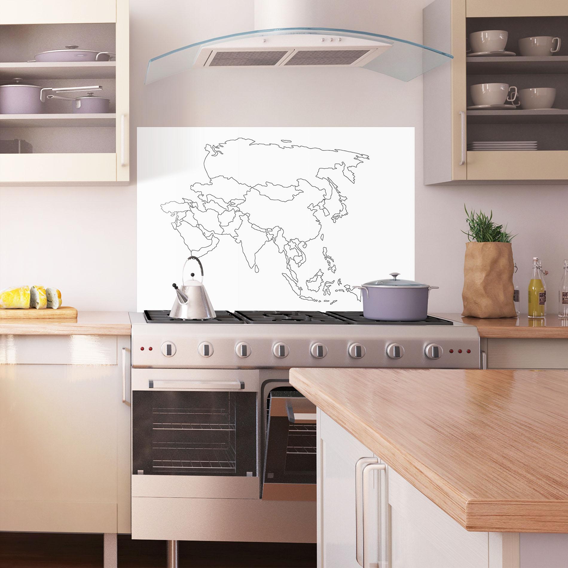 Konyhai üveg hátfal Asia Map Line mockup 1
