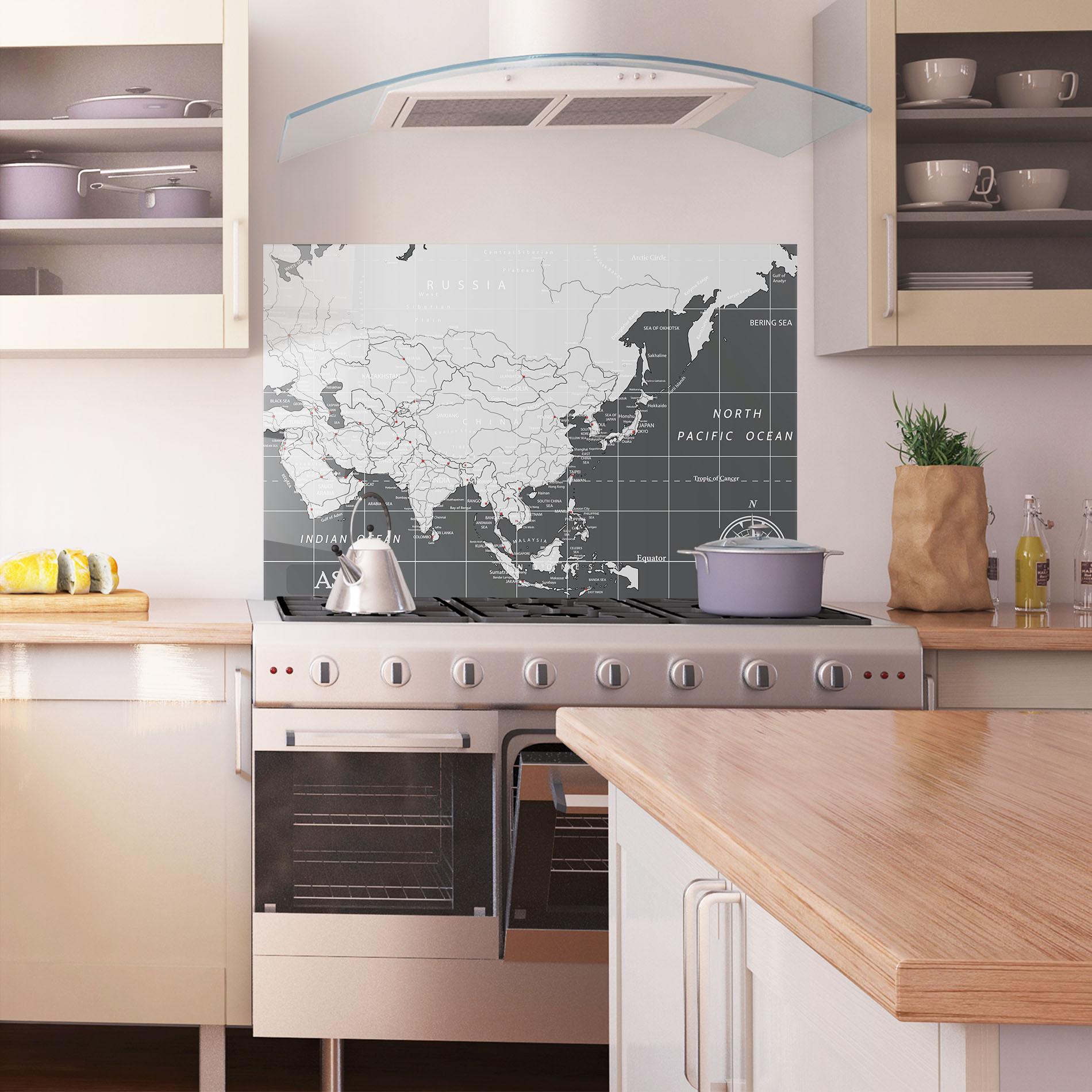 Konyhai üveg hátfal Asia Minimal Map mockup 1