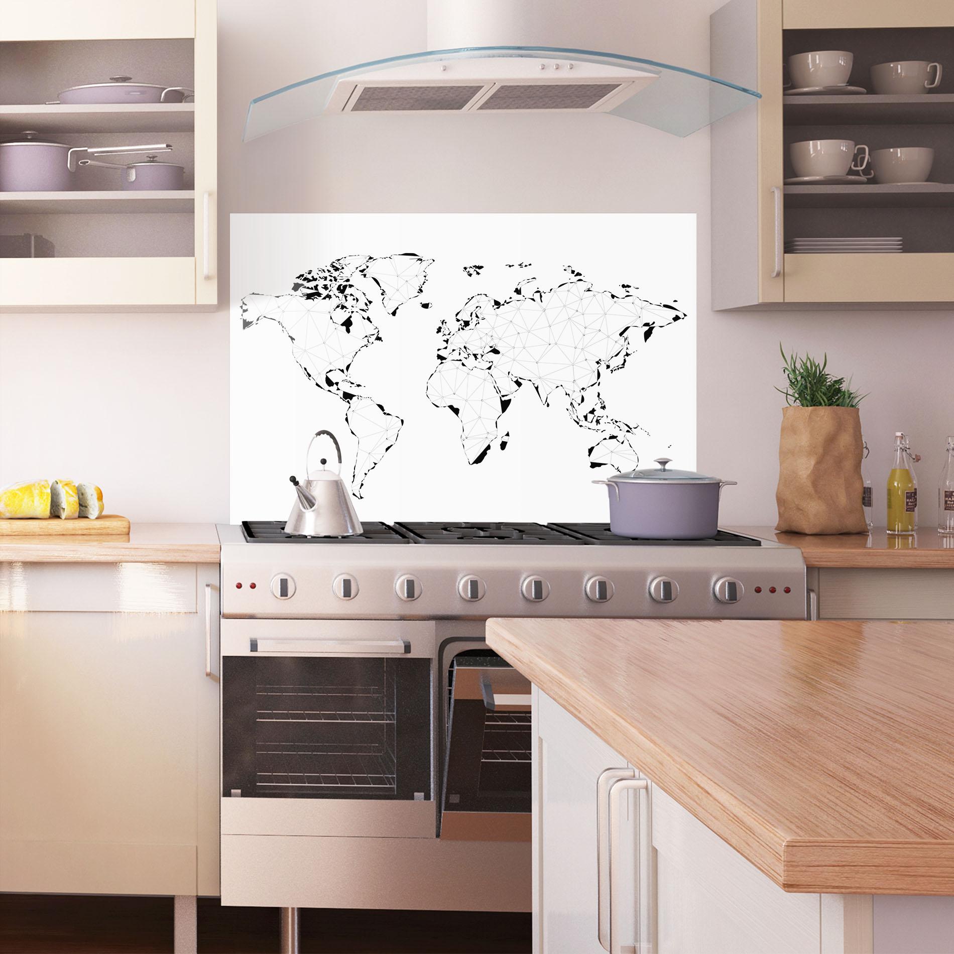 Konyhai üveg hátfal Black Line Map mockup 1