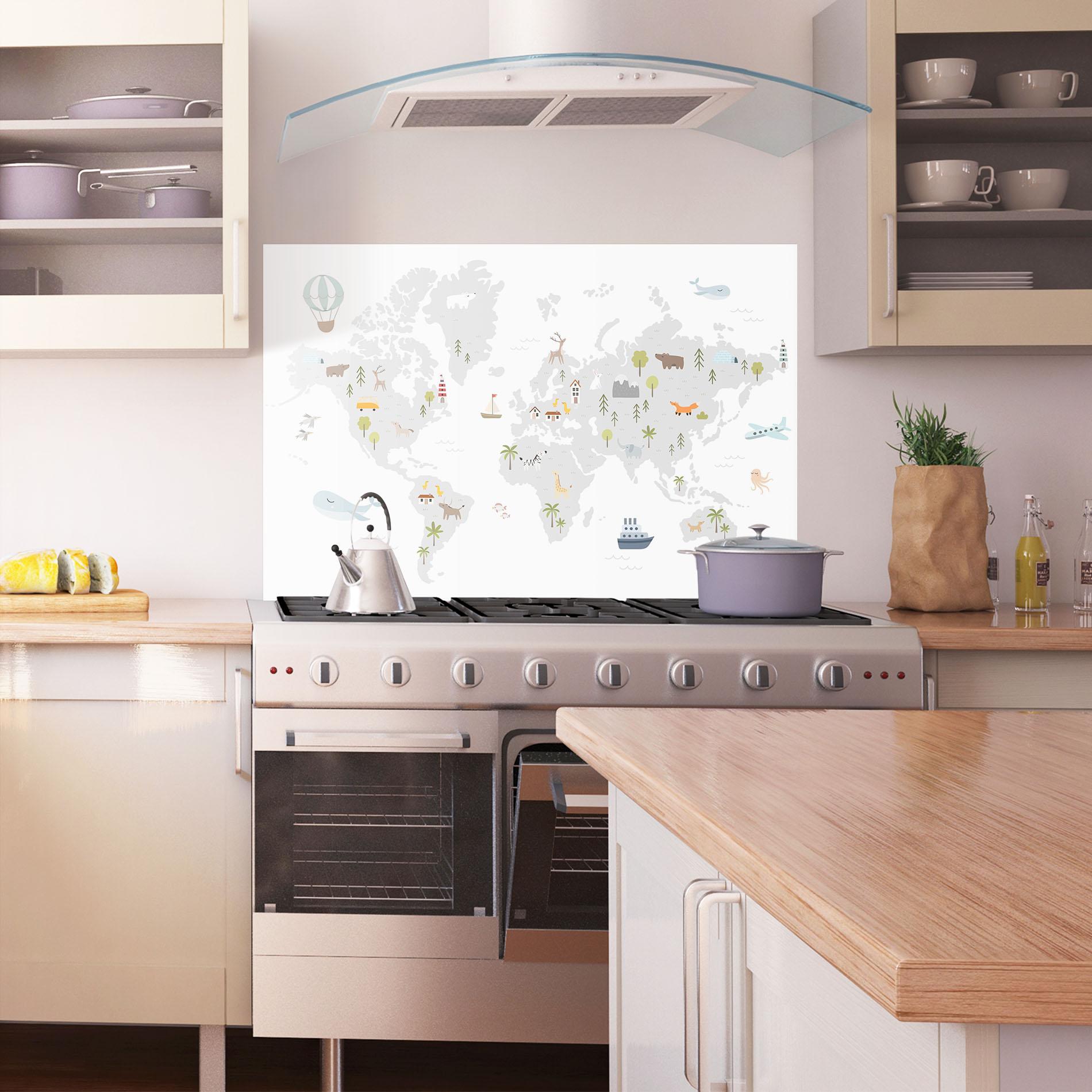 Konyhai üveg hátfal Pretty Grey Map mockup 1