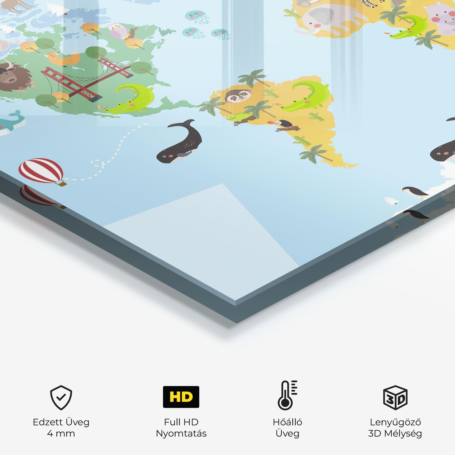 Konyhai üveg hátfal Animals Cute Map mockup 2