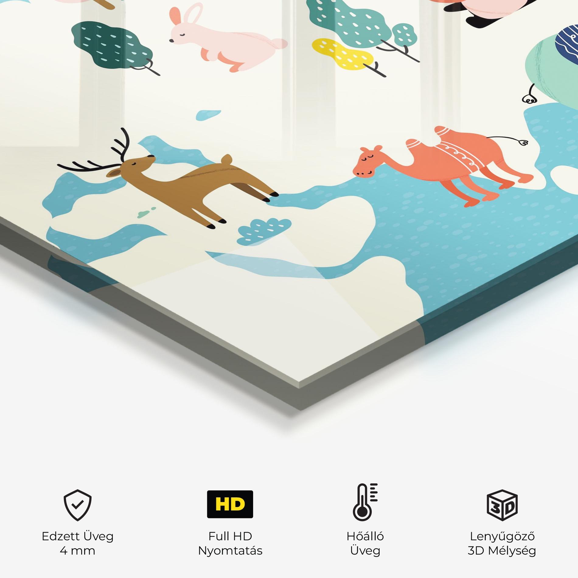 Konyhai üveg hátfal Asia Cute Map mockup 2