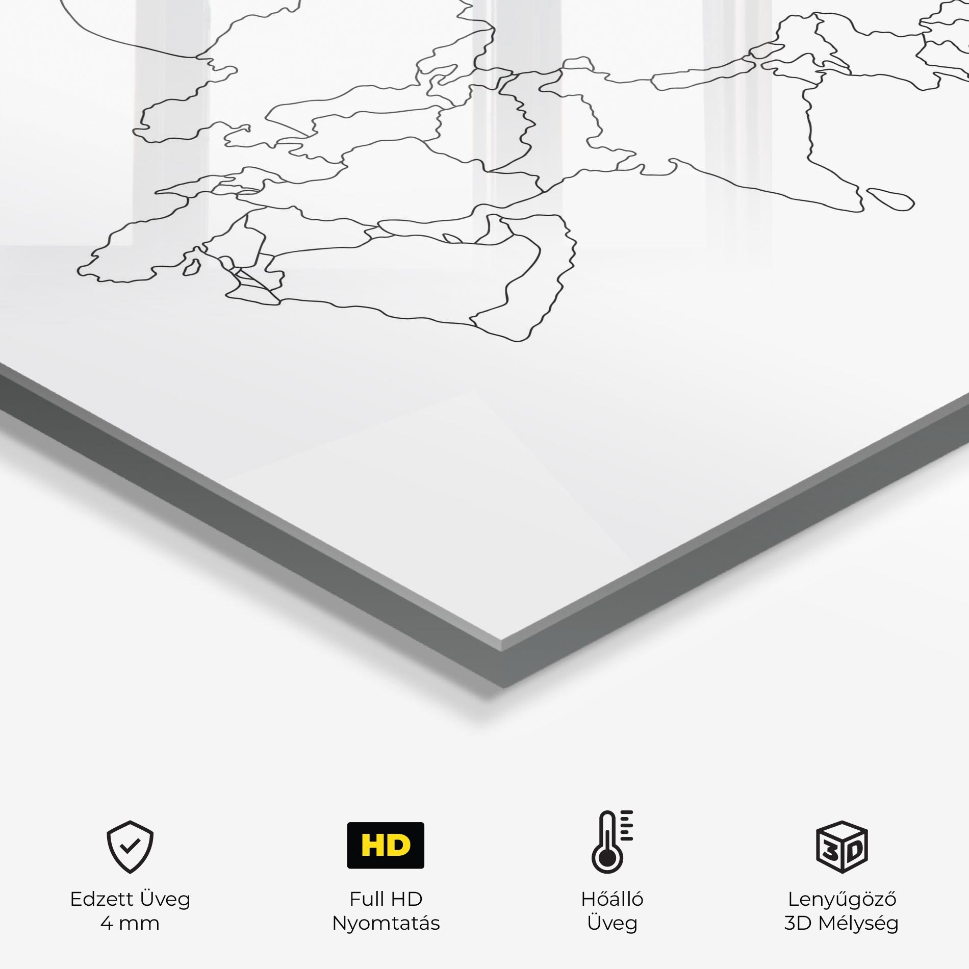 Konyhai üveg hátfal Asia Map Line mockup 2