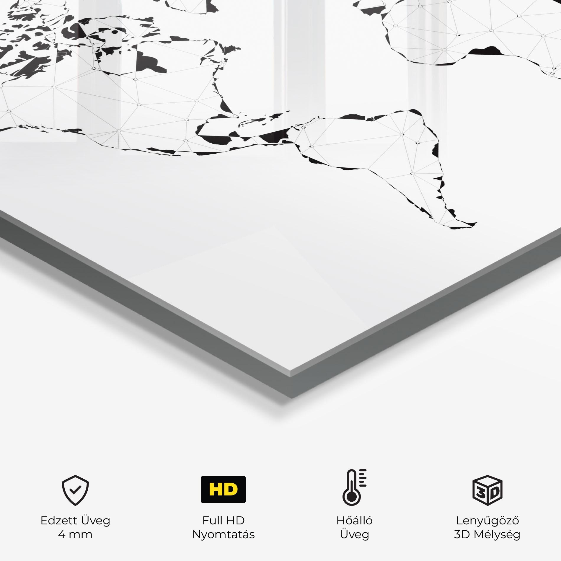 Konyhai üveg hátfal Black Line Map mockup 2