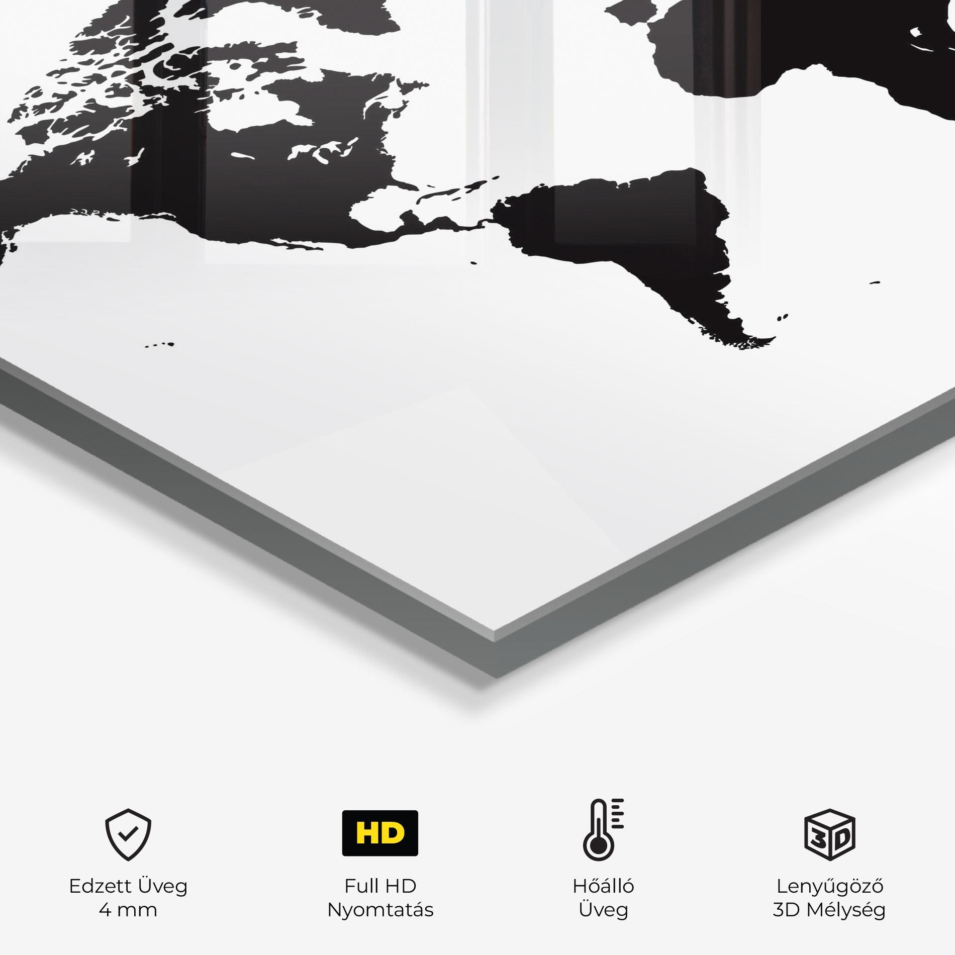 Konyhai üveg hátfal Black World Map mockup 2