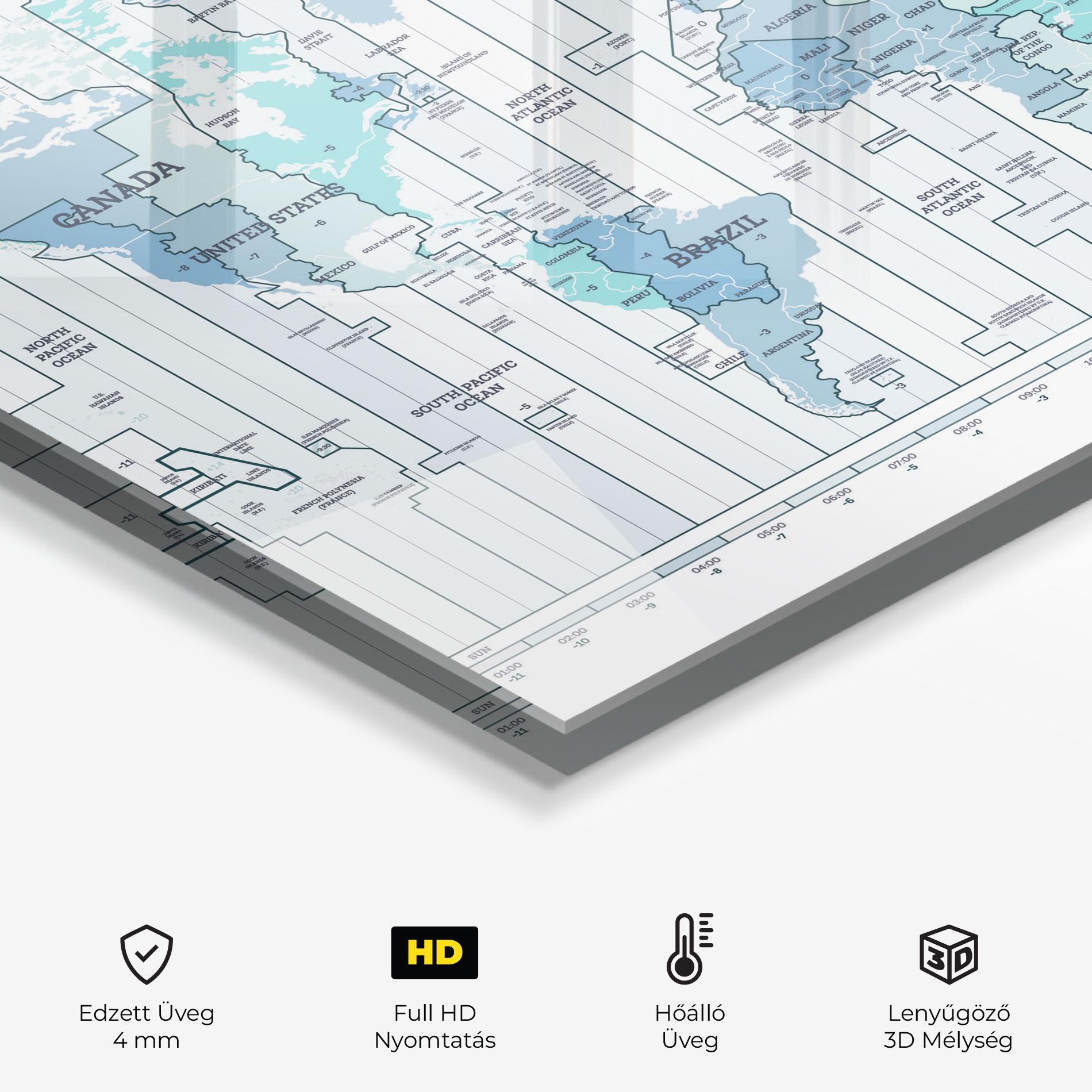 Konyhai üveg hátfal Blue Green Map mockup 2