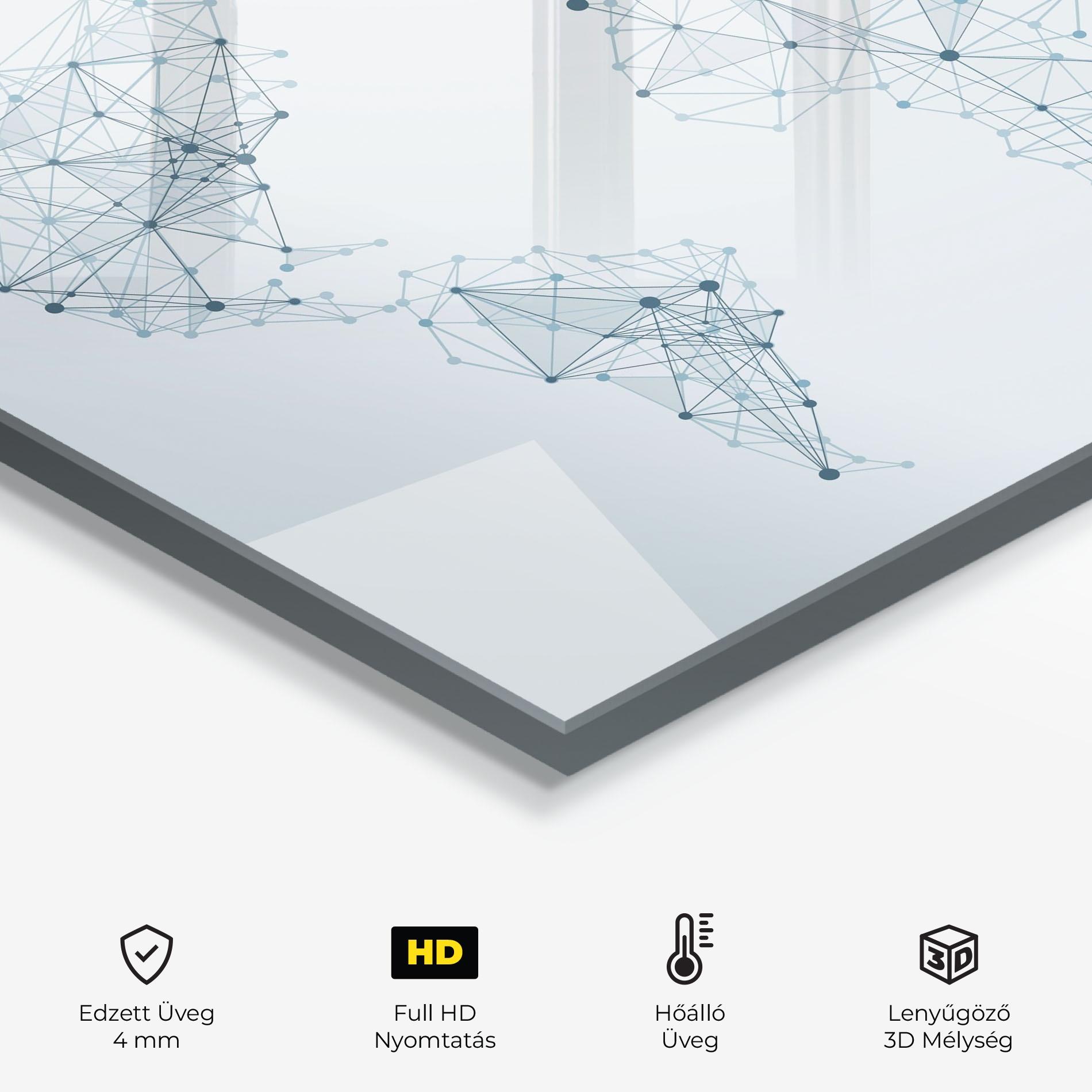 Konyhai üveg hátfal Blue Line Map mockup 2