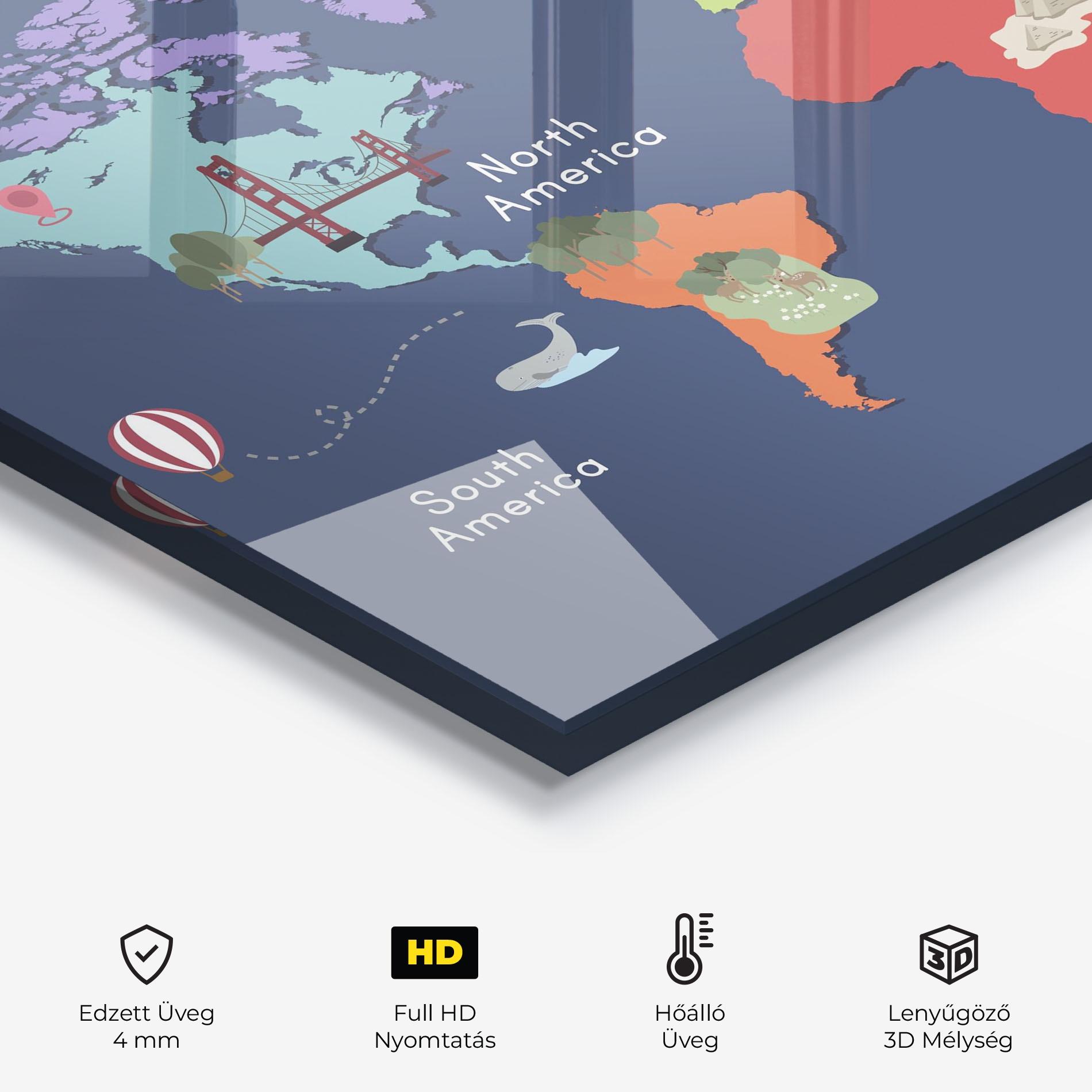Konyhai üveg hátfal Blue Map World mockup 2