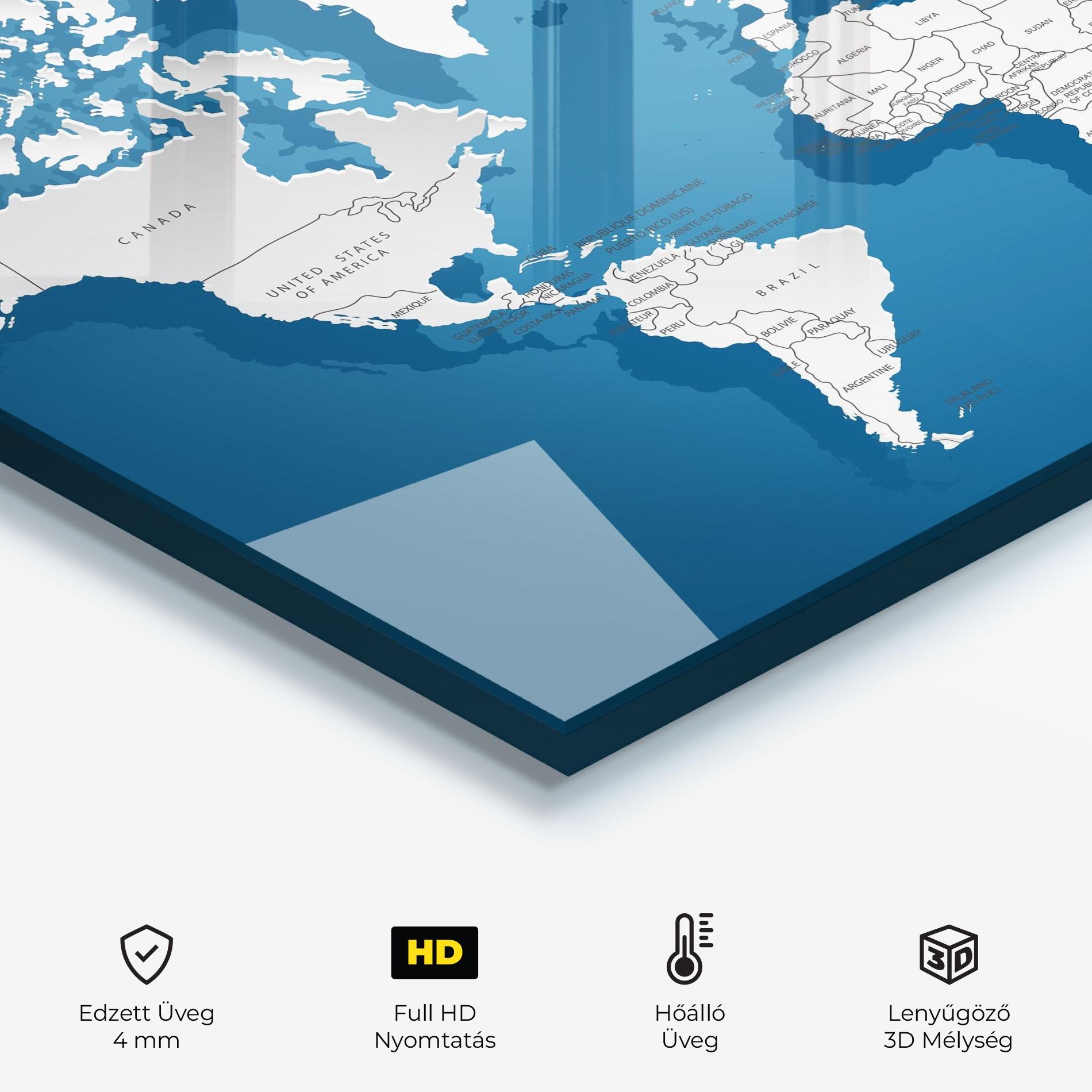 Konyhai üveg hátfal Blue White Map mockup 2