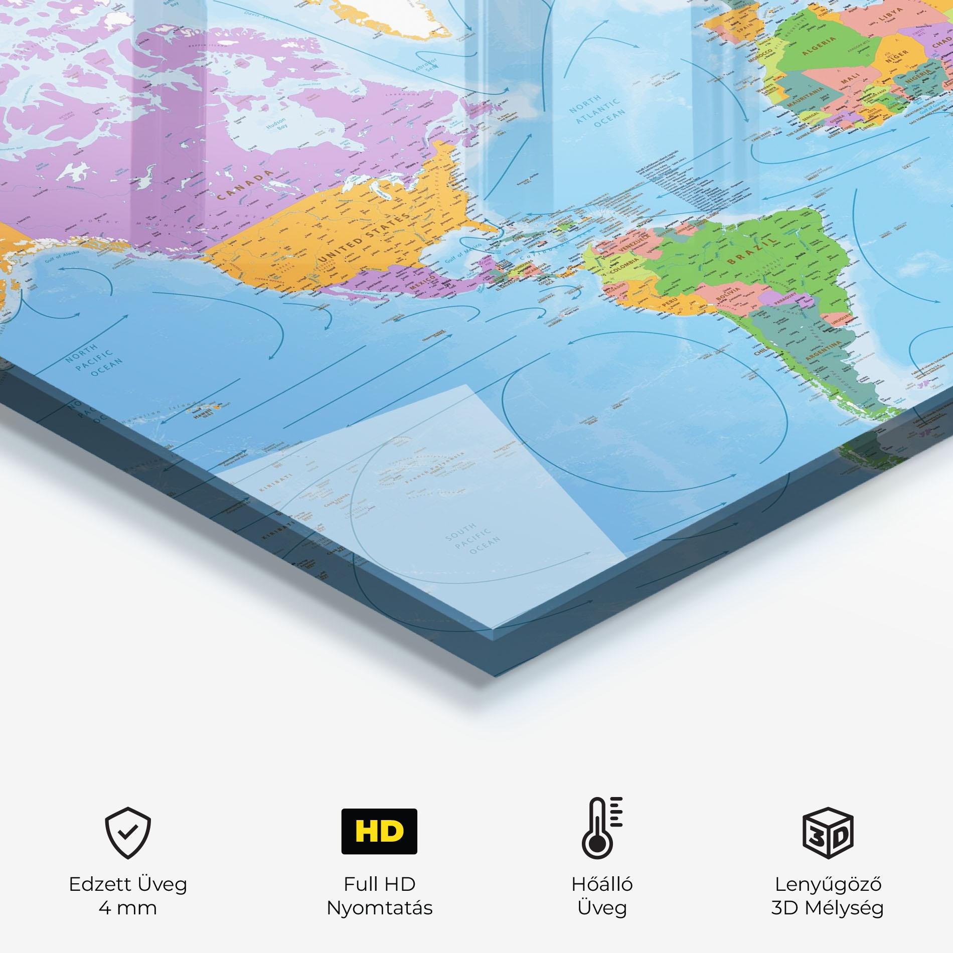 Konyhai üveg hátfal Color World Map mockup 2