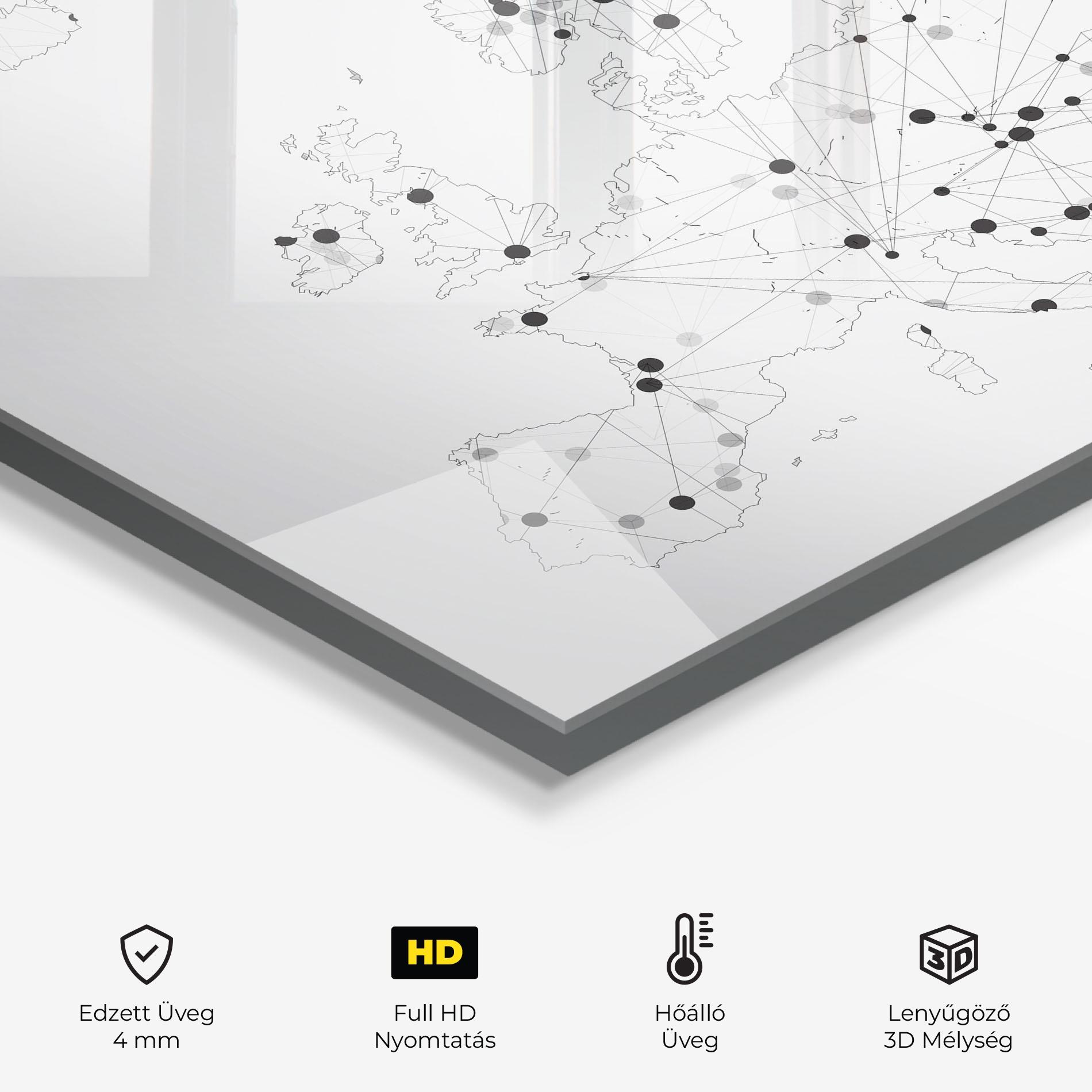 Konyhai üveg hátfal Europe Line Map mockup 2