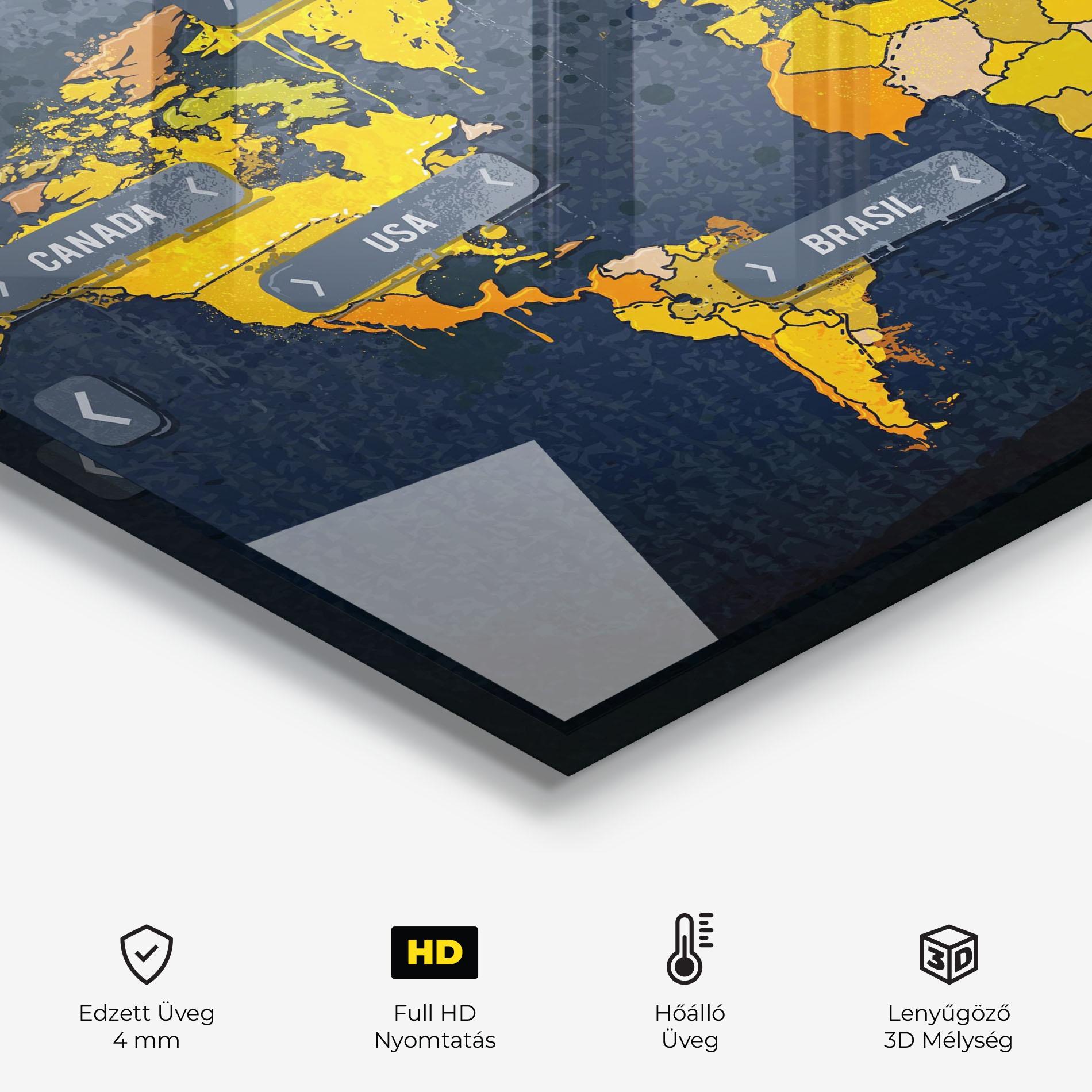 Konyhai üveg hátfal Graffiti World Map mockup 2