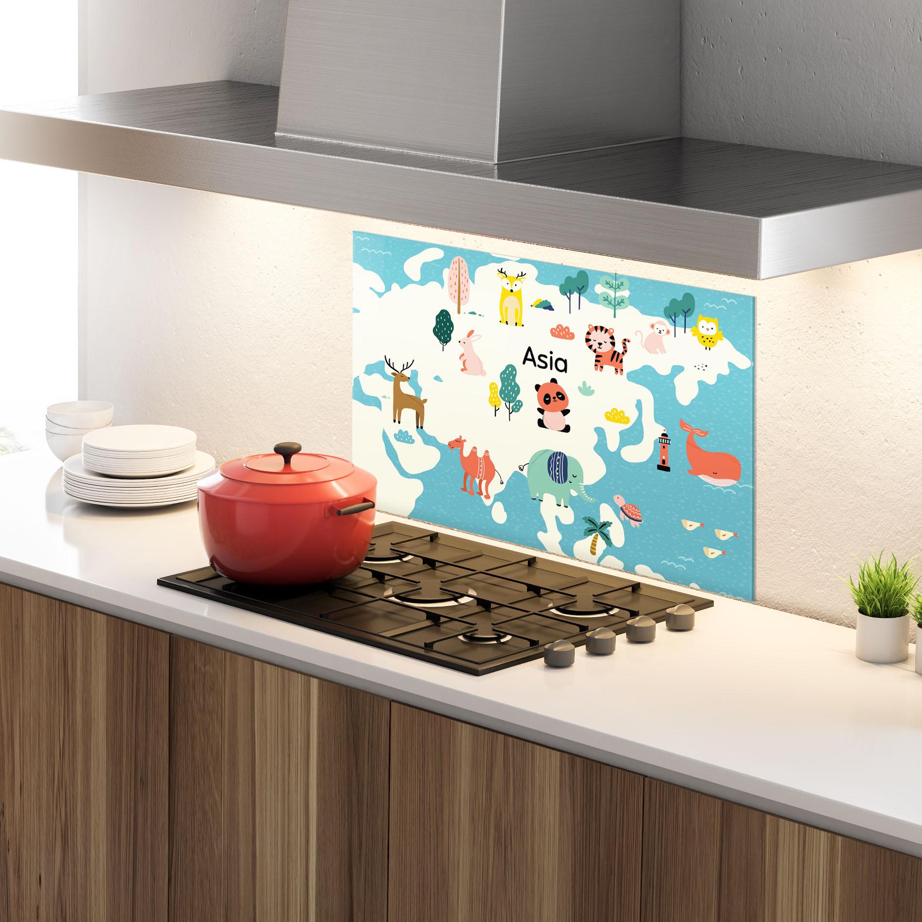 Konyhai üveg hátfal Asia Cute Map mockup 4