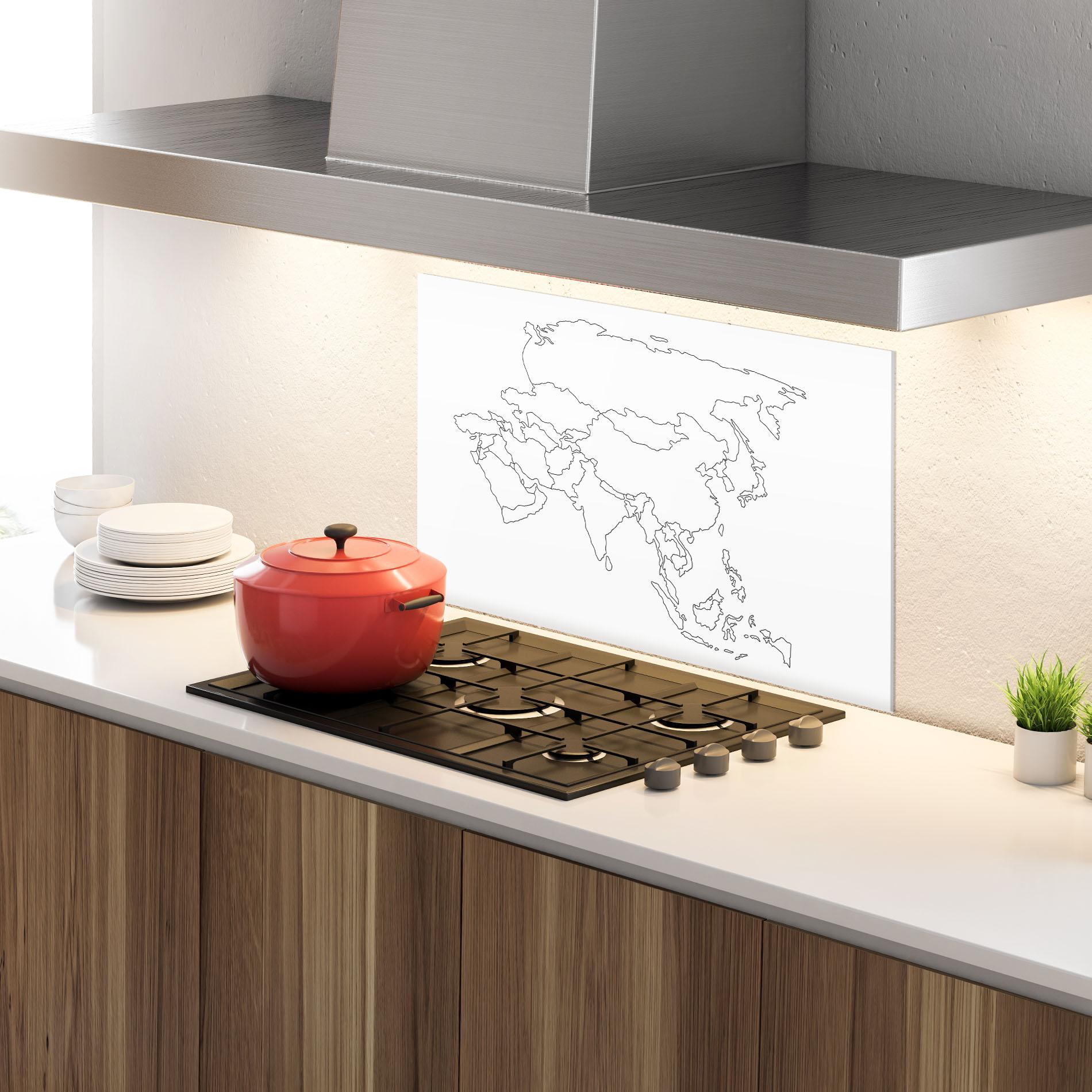 Konyhai üveg hátfal Asia Map Line mockup 4