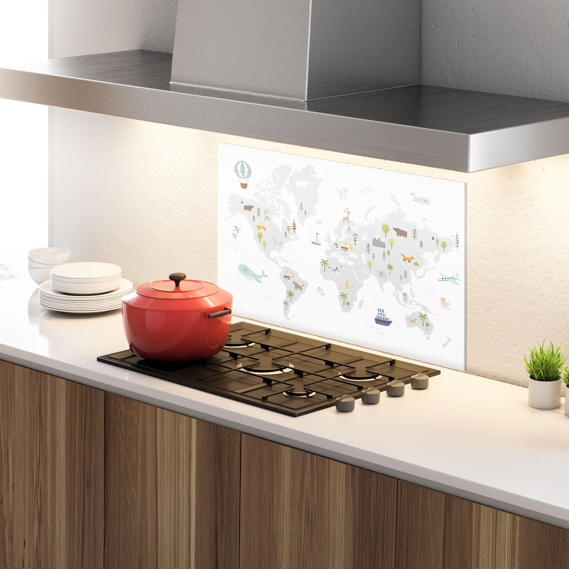 Konyhai üveg hátfal Pretty Grey Map mockup 4