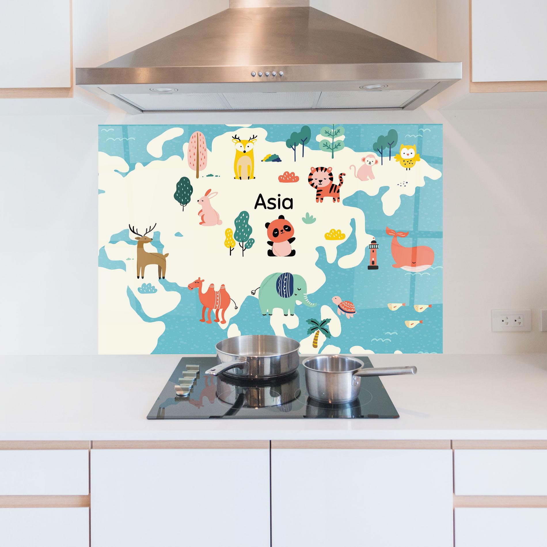 Konyhai üveg hátfal Asia Cute Map mockup 5